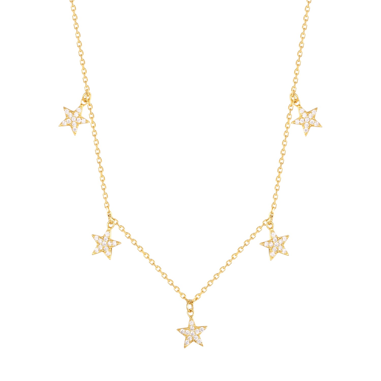 Women’s 22Ct Gold Vermeil Cz Star Drop Charm Necklace Seol + Gold