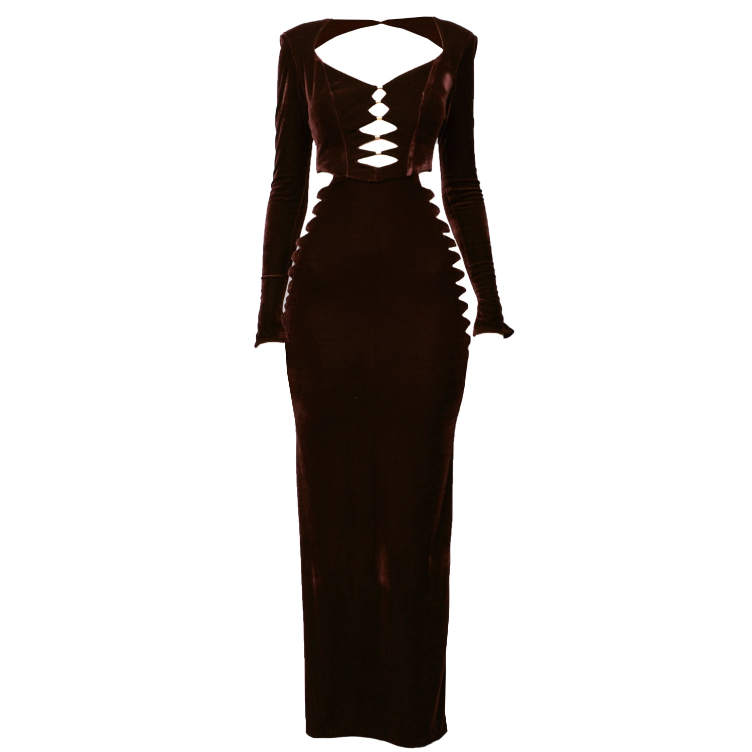 Angelika Jozefczyk Women's Brown Velvet Gown With Cut-outs Glam Witch In Brown
