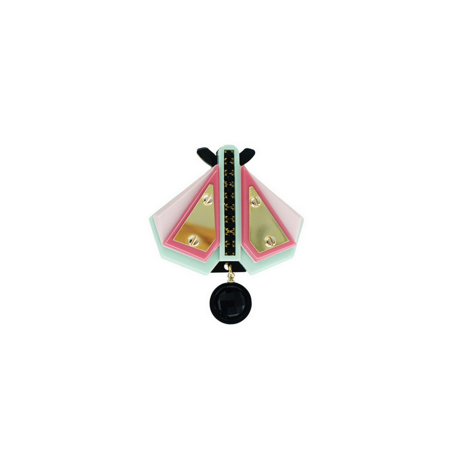 Gissa Bicalho Women's Acrylic Handmade Brooch Papaloti - Green In Multi