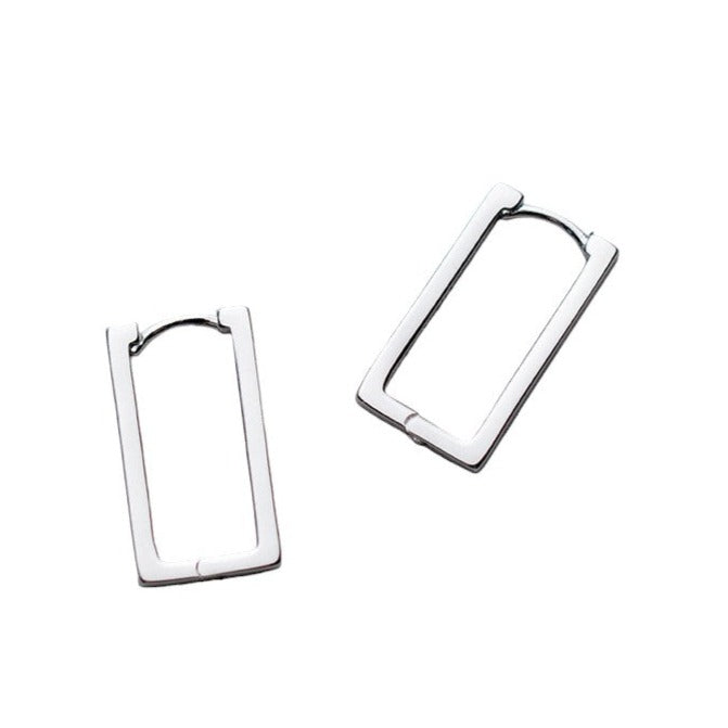 Gold Trip Women's Rectangle Hoop Earrings In Silver In White