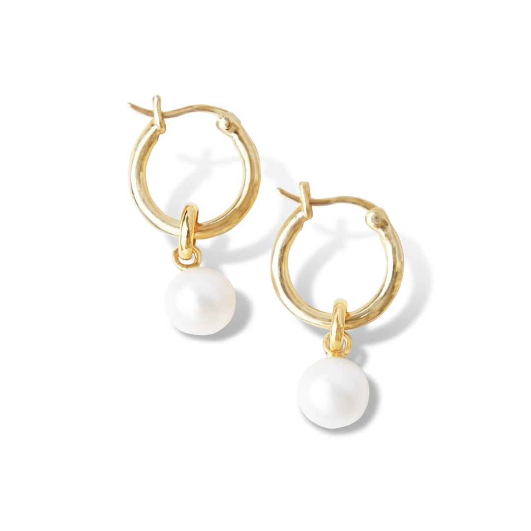 Fv Jewellery Women's Silver Perle Yellow Gold Classic Hoop Earrings In Gold