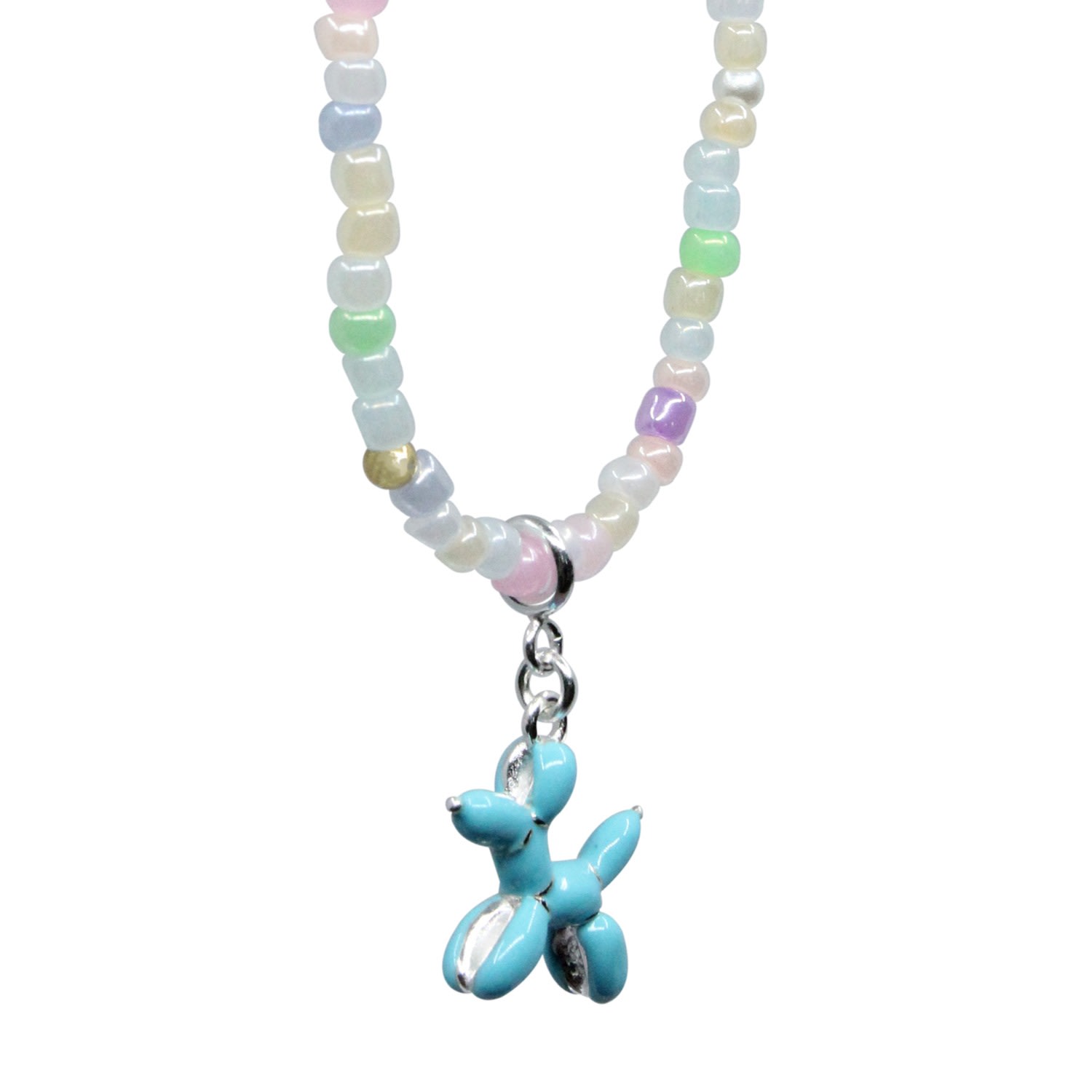 Women’s Artisan Silver Balloon Dog Rainbow Necklace - Blue Ninemoo