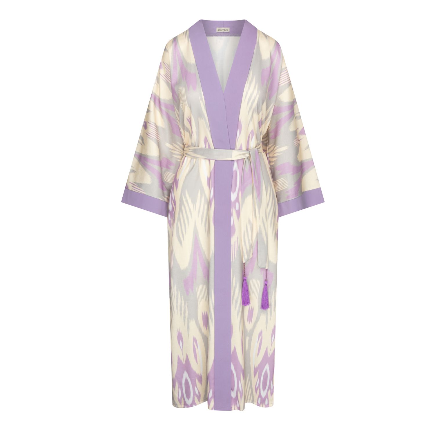 Ikatique Women's Pink / Purple / Neutrals Lavender Ikat Kimono In Pink/purple