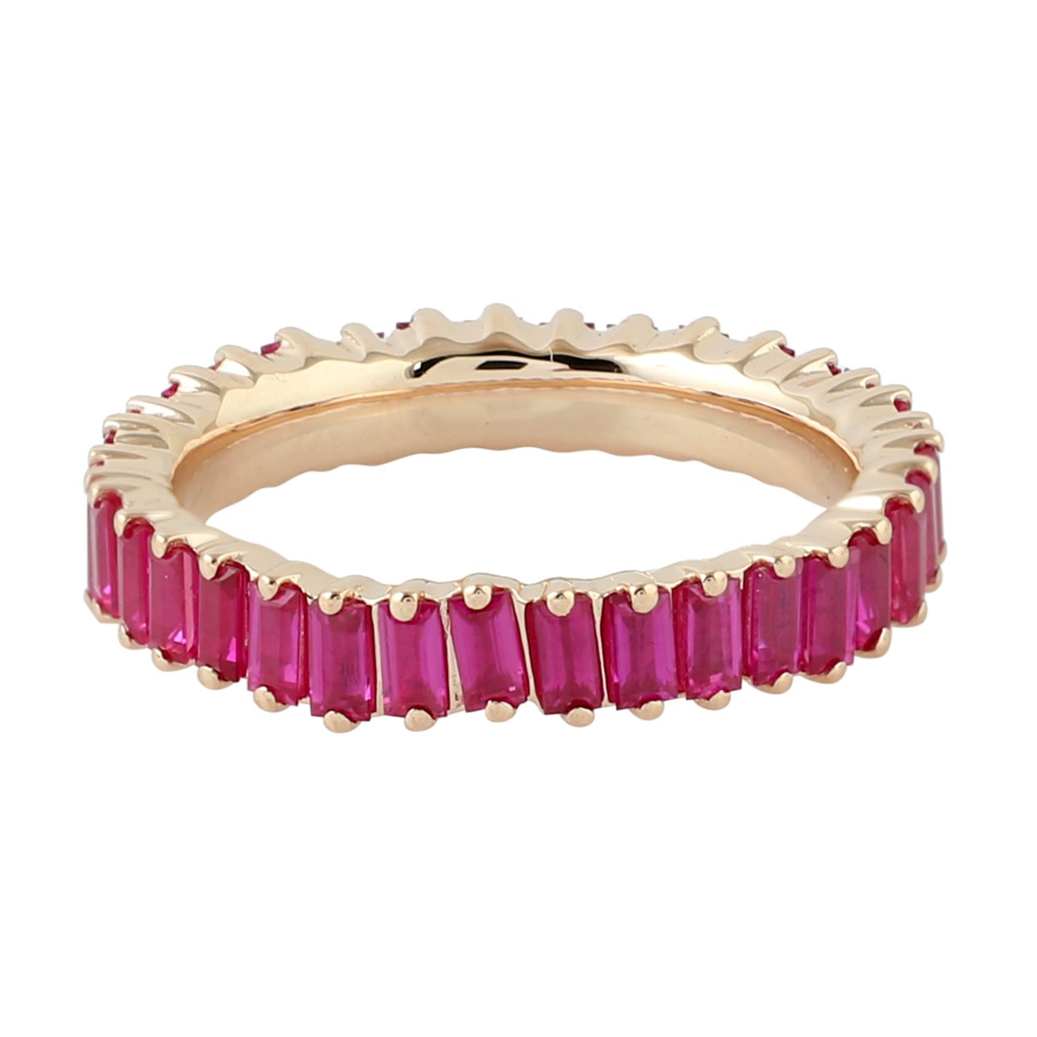 Artisan Women's Pink / Purple / Rose Gold 18k Rose Gold With Natural Baguette Ruby Gemstone Band Ring