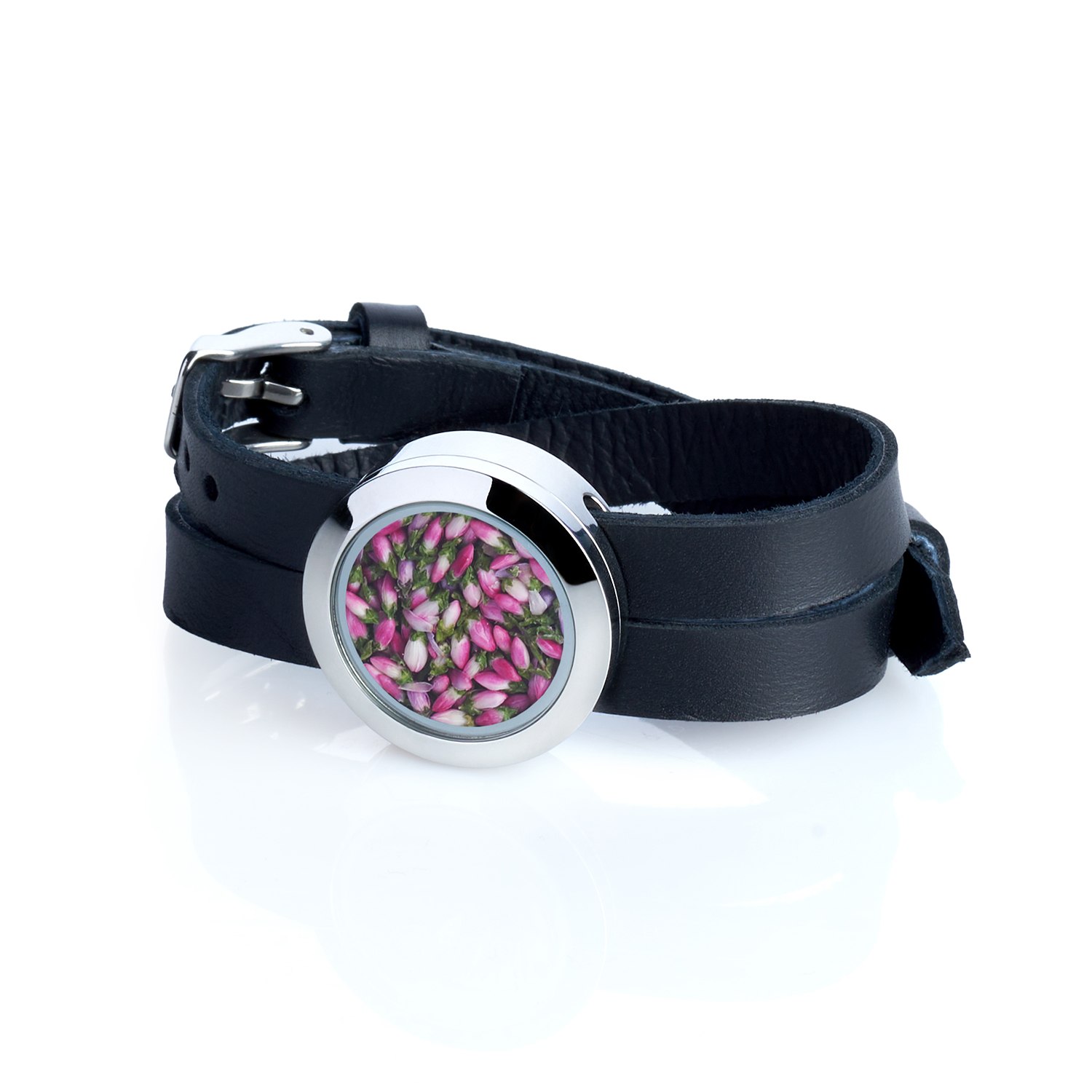 My Little Nature Women's Pink / Purple / Silver Designer Leather Bracelet With Natural Scottish Heather Blossoms – Fl