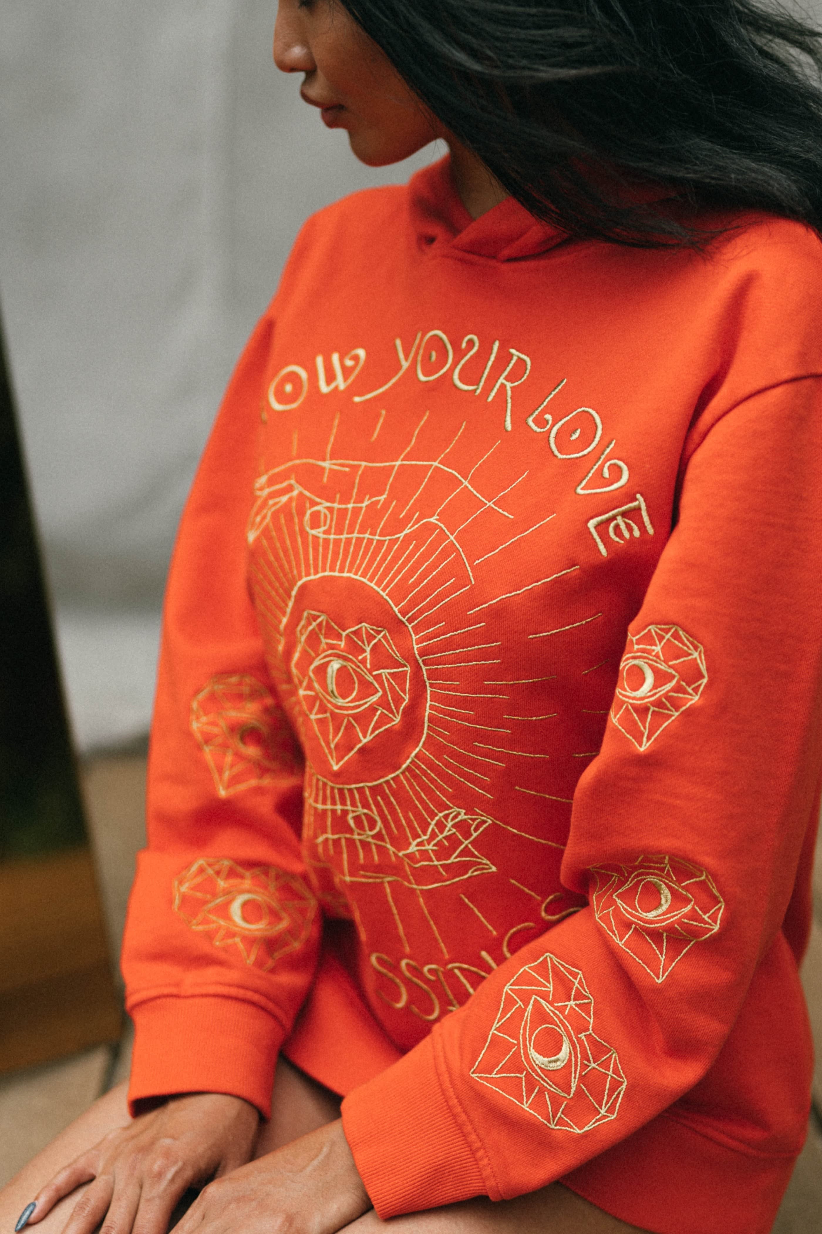 Orange designer sweatshirt online