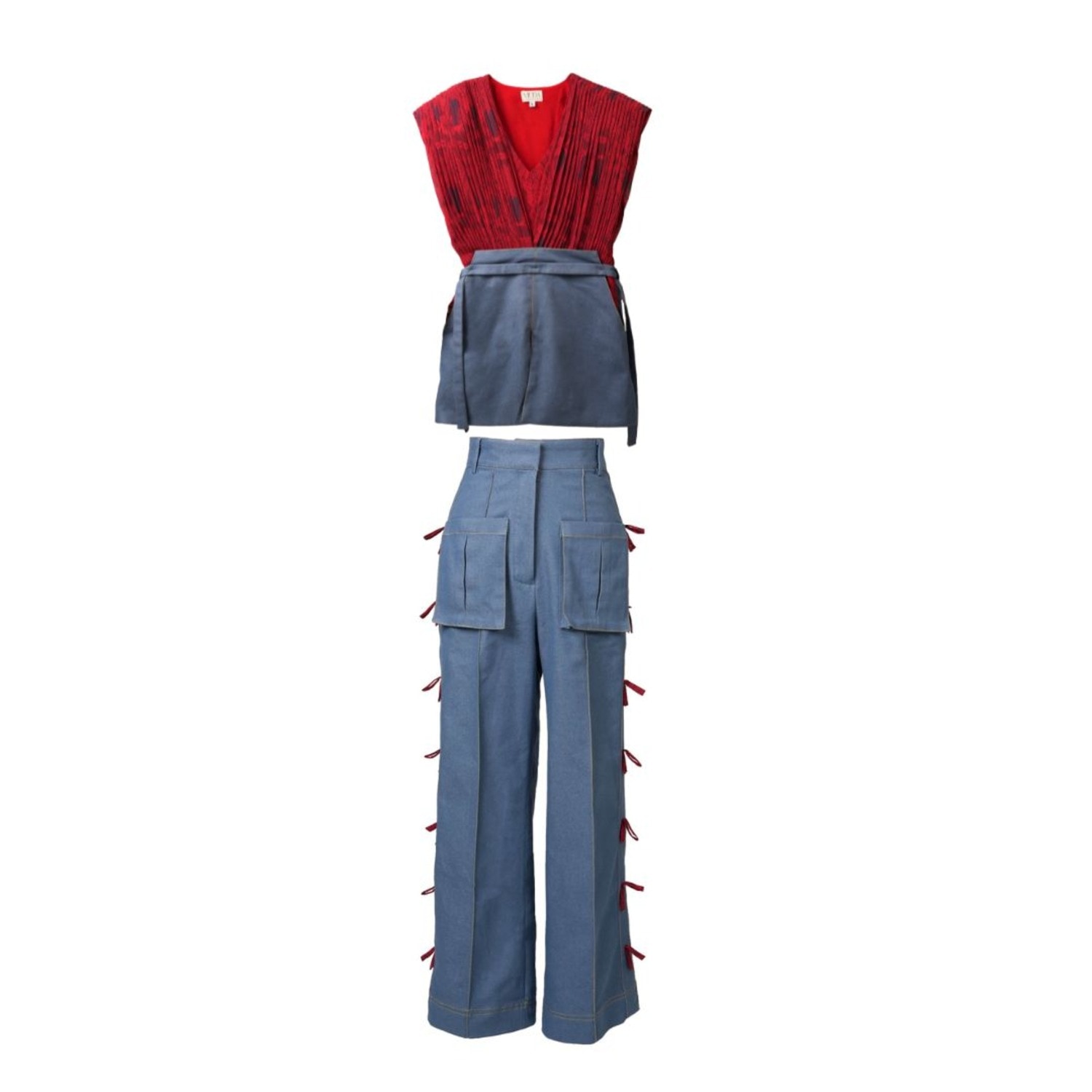 Muda Clothing Fz Llc Red / Blue Sofie Co-ord Set - Red. & Blue In Red/blue