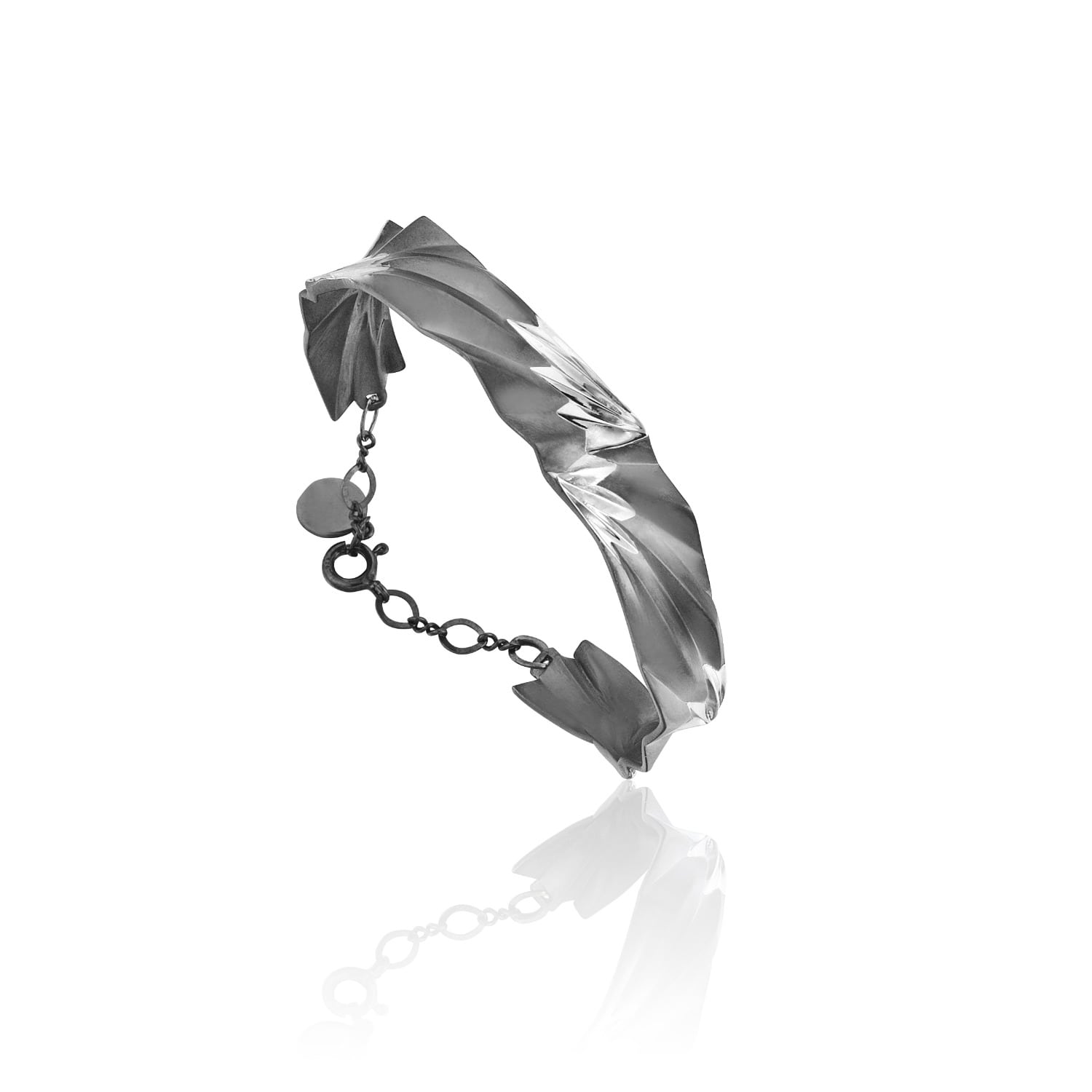 C|nd|n By Candan Balto Women's Reflection Black Silver Cuff Bracelet In Green