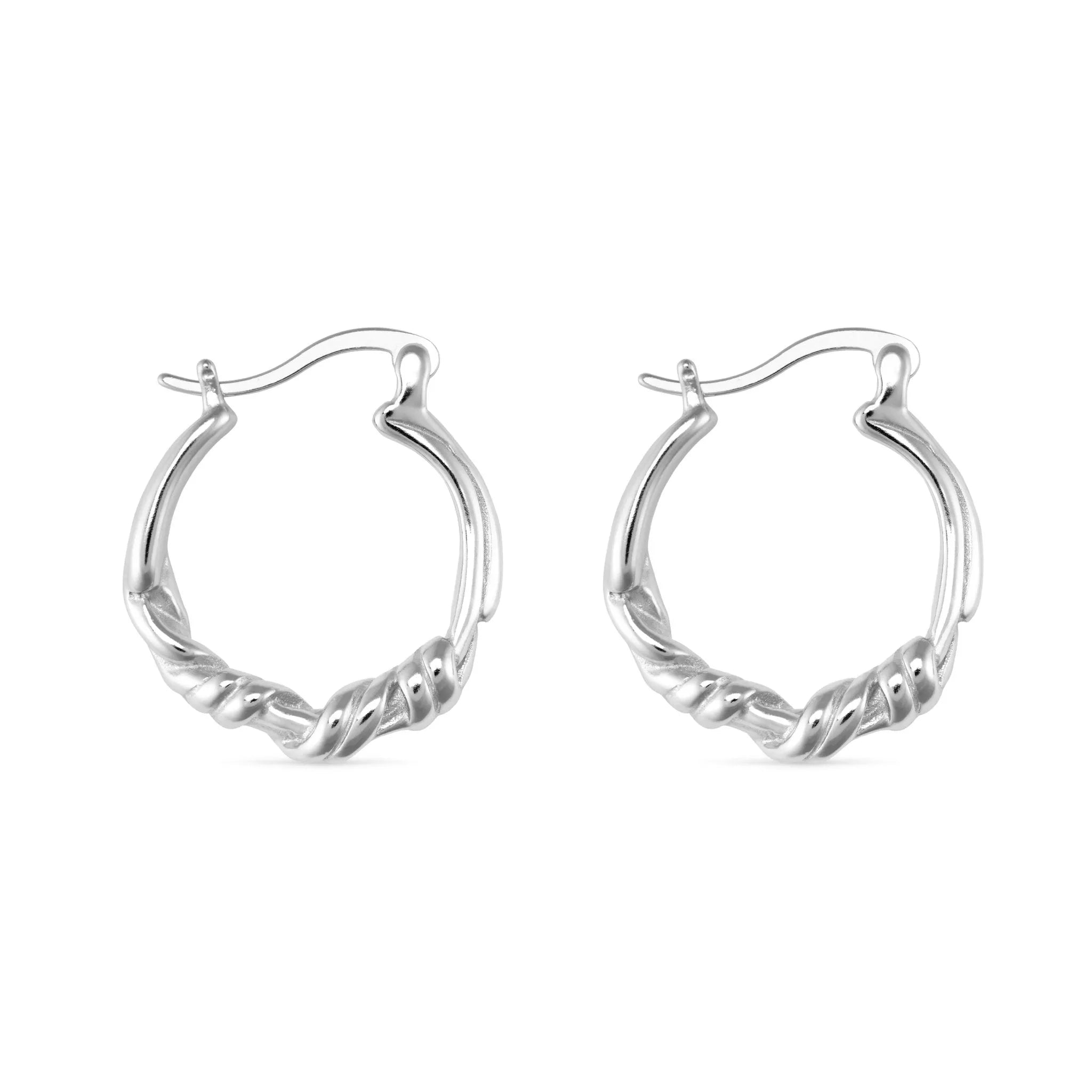 Women’s Chunky Sterling Silver Twisted Hoop Earrings Elk & Bloom - Everyday Fine Jewellery