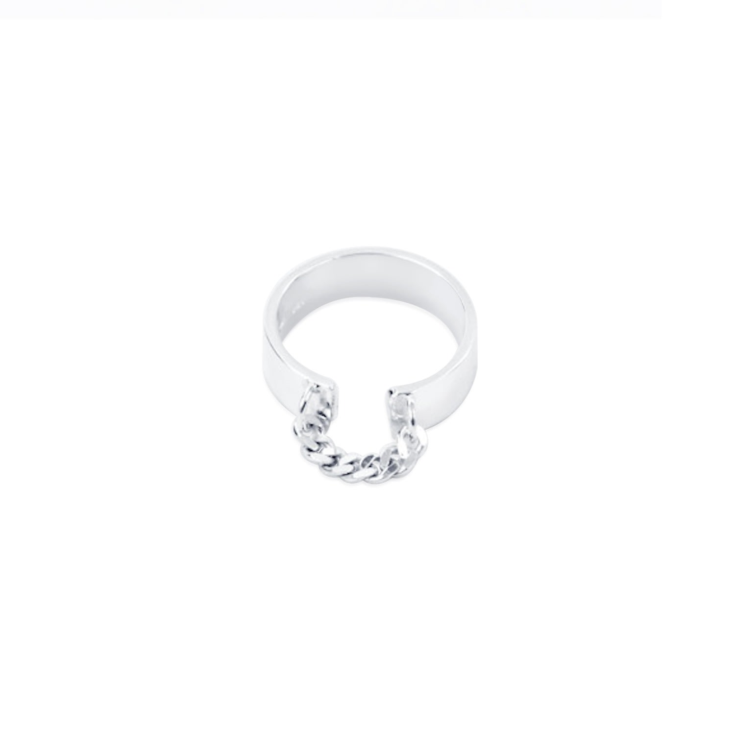 Undefined Jewelry Women's Silver Open End Knuckle Ring With Chain