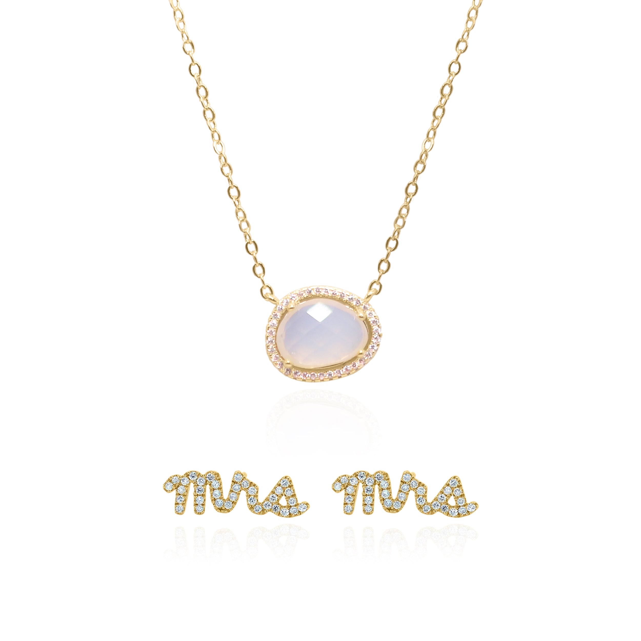 Luna Charles Women's Bride Moonstone Gift Set - Earrings & Necklace - Gold Plated