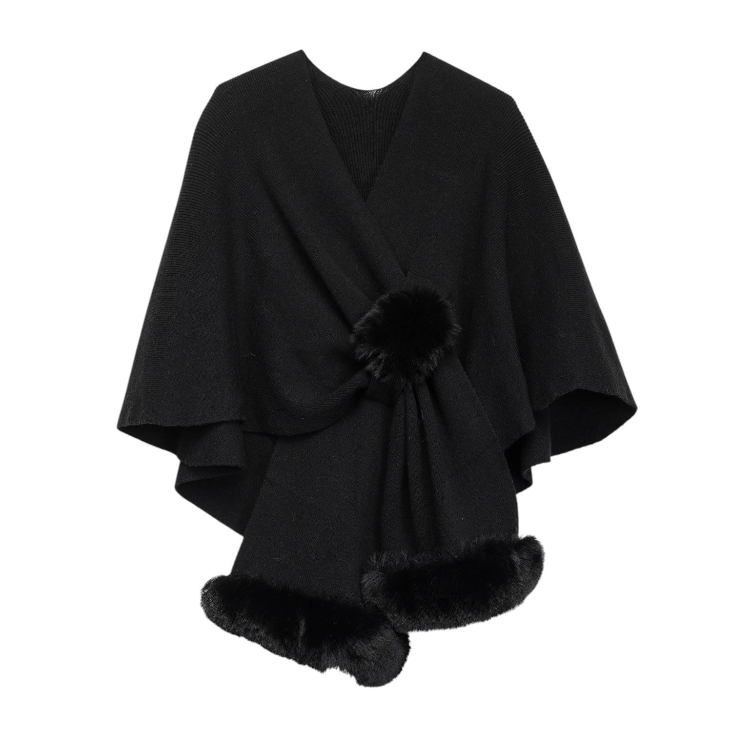 Niza Women's Black French Sleeve Poncho In Black