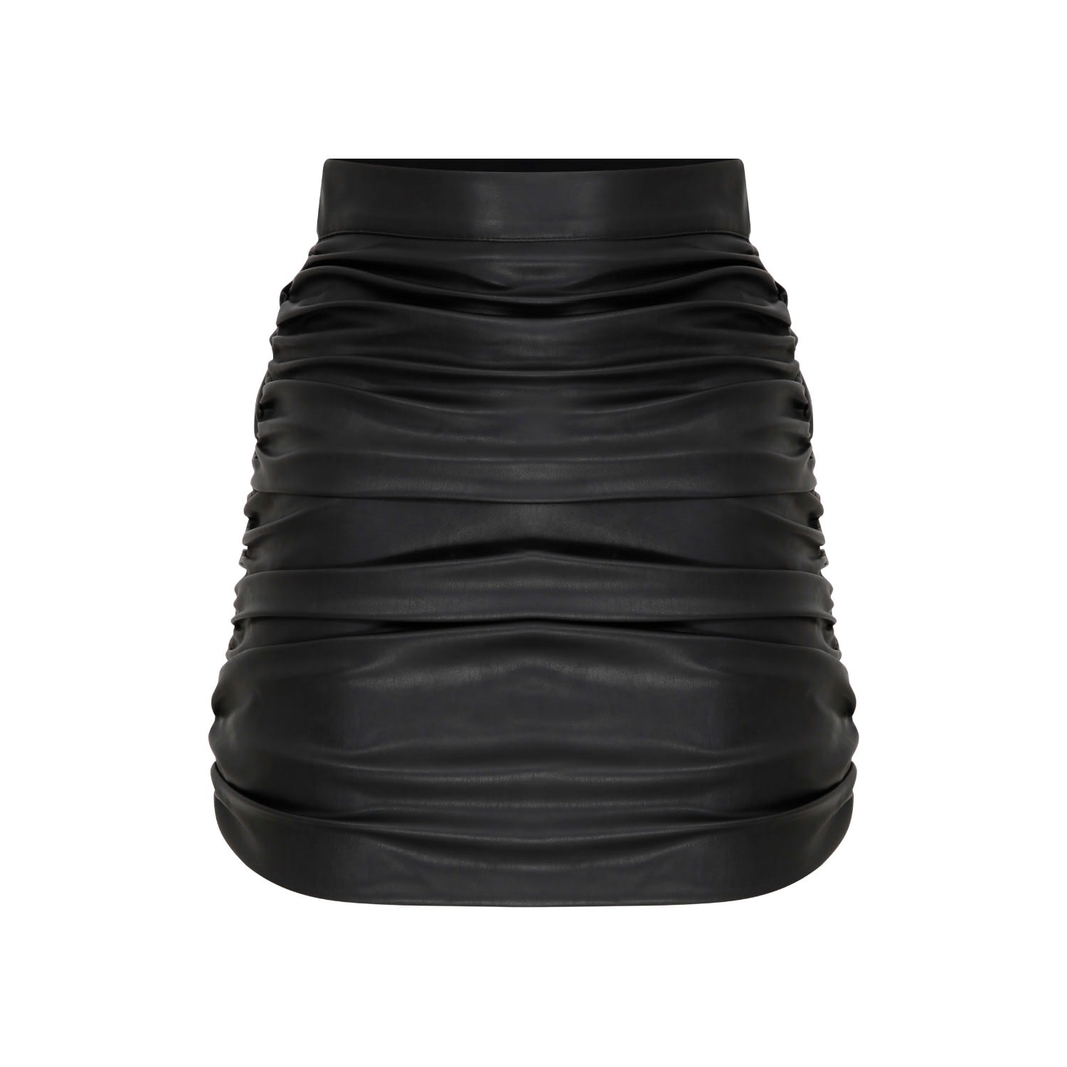 Nazli Ceren Women's Black Chels Ruched Vegan Leather Mini Skirt In Black