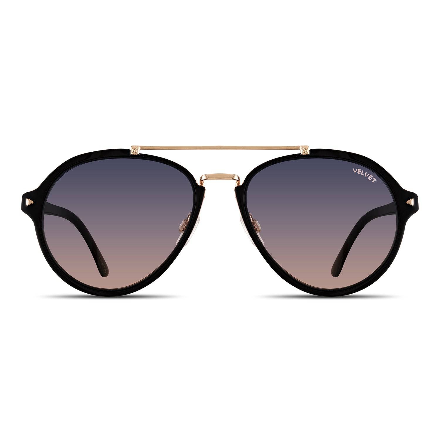 Velvet Eyewear Women's  Aviator Sunglass Style - Jesse - Black