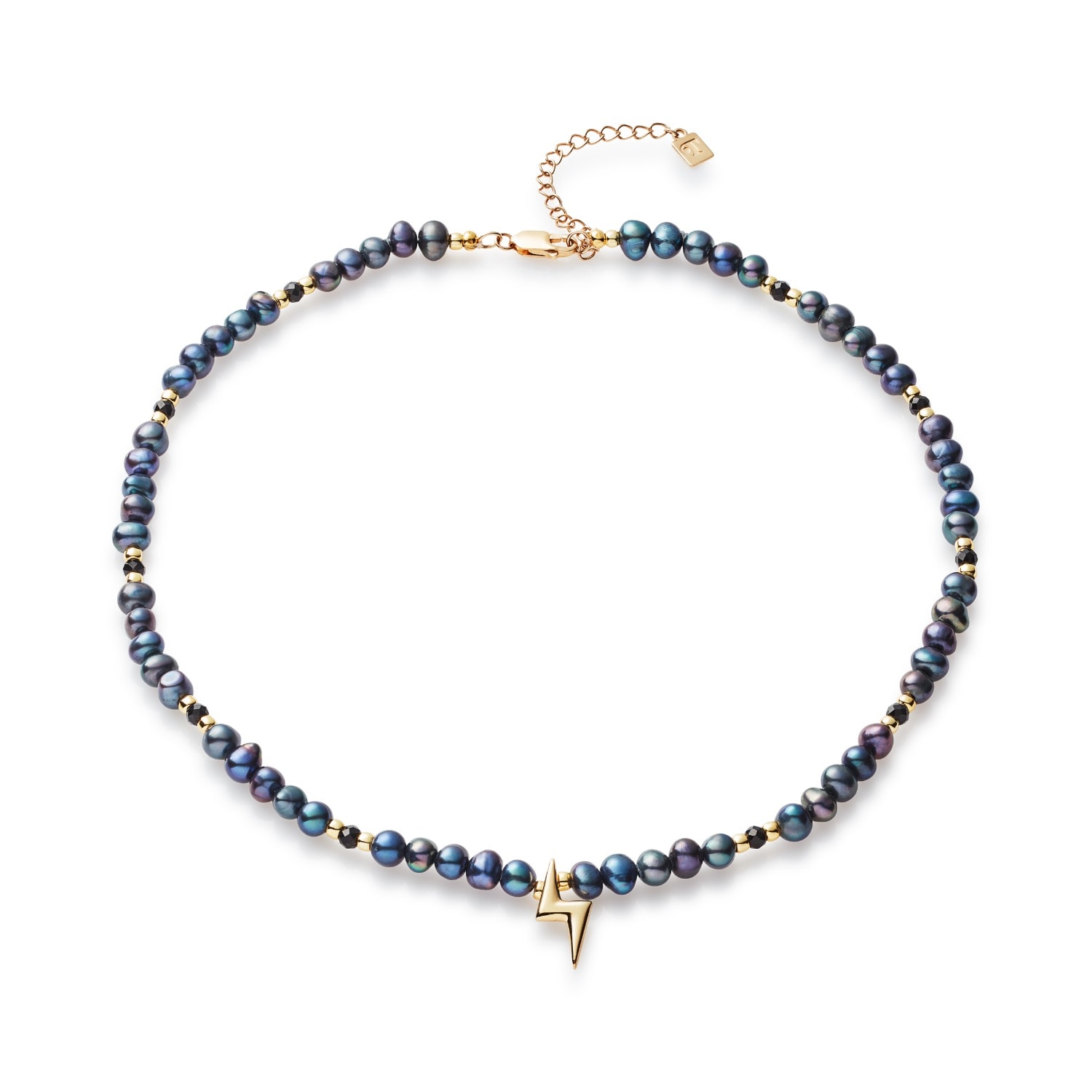 Toolally Women's Black Pearl Onyx Bolt Choker - Gold Vermeil In Blue