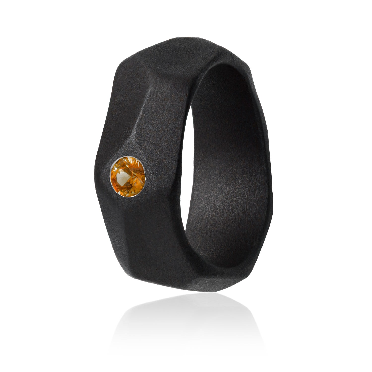 Men’s Black / Yellow / Orange Taktao Ring Titanium & Sapphire Gi by Giselle