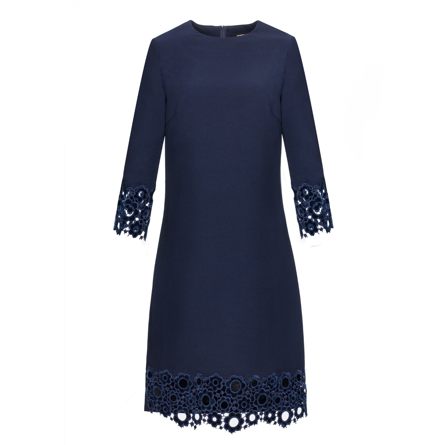 Smart And Joy Women's Blue Lace Trimmed Shift Dress In Blue