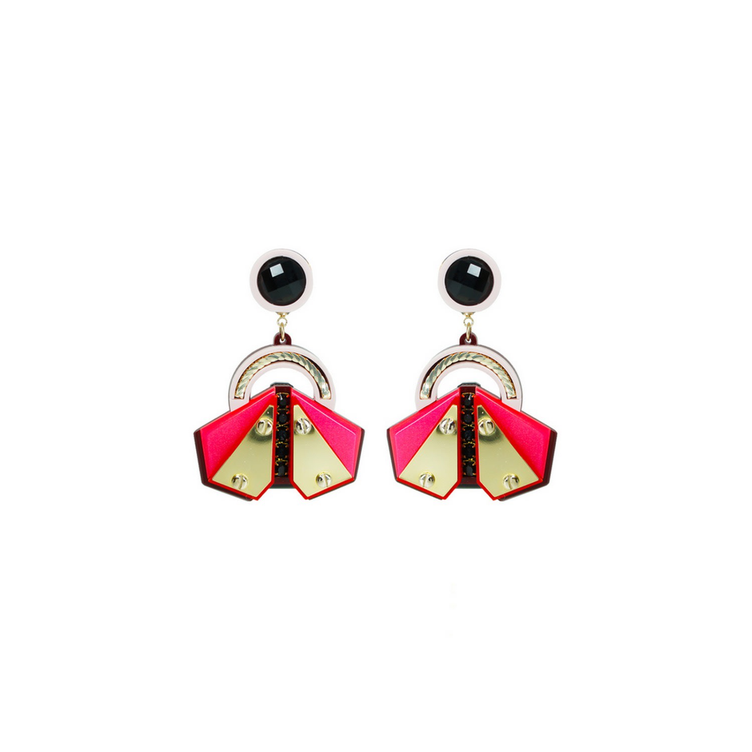 Gissa Bicalho Women's Acrylic Handmade Earring Papaloti / Pink In Silver
