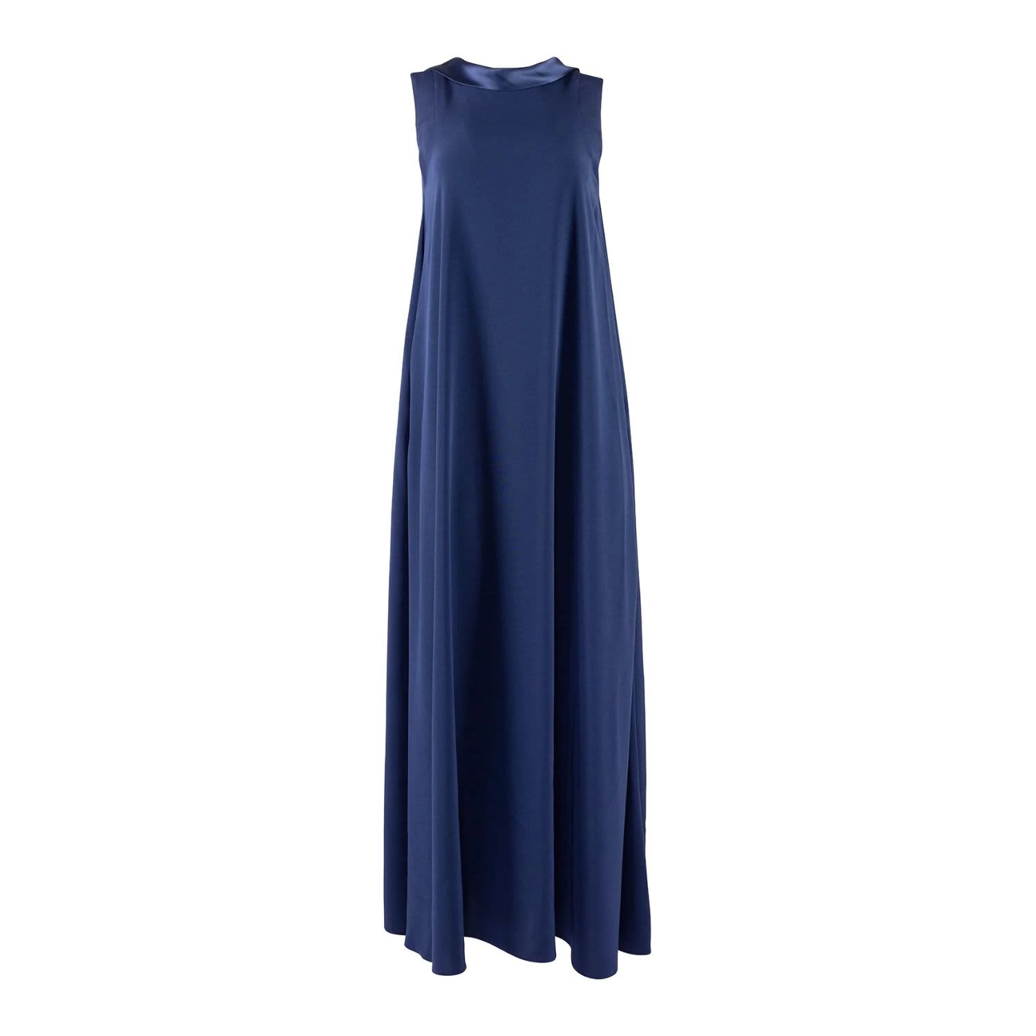 MONESSA Joan Full Length Trapeze Dress with Detachable Sleeves - Blue