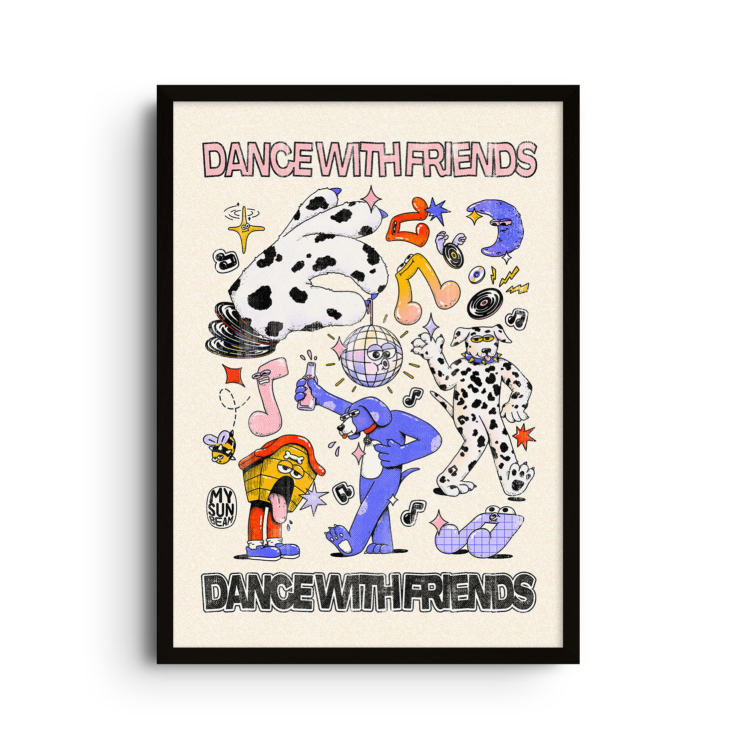 East Side Studio London Neutrals Dance With Friends - Giclee Fine Art Print - Small