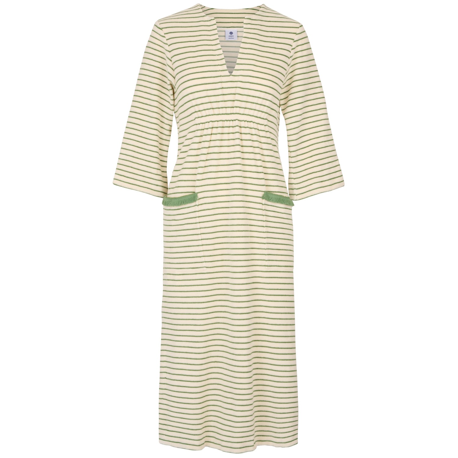 Women’s Green Victoria Towelling Robe Ivory/Sage Medium Bridie & Bert Ltd