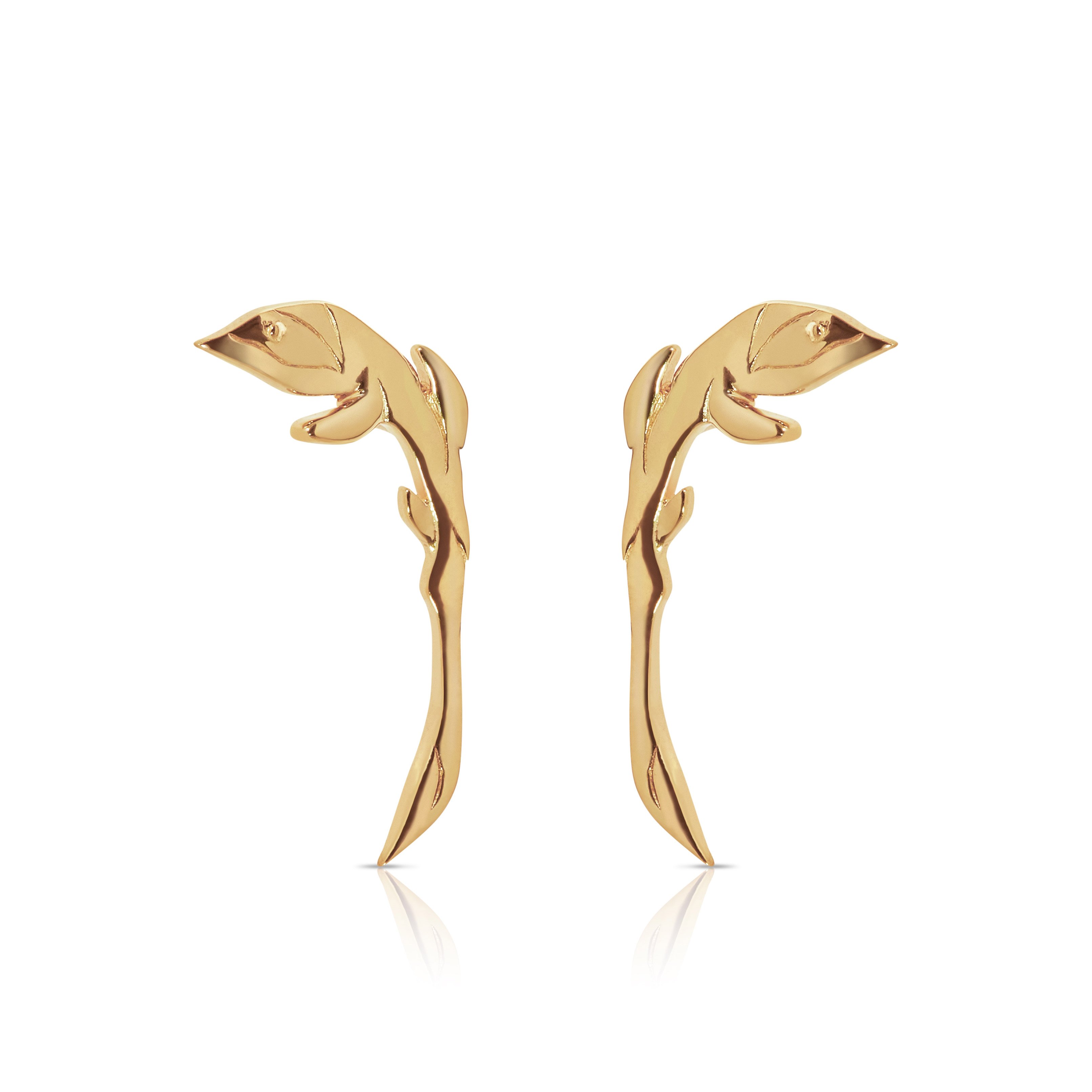 Stem Stud Earrings - Delicate Gold Stud Earrings - Lausanne Jewelry 