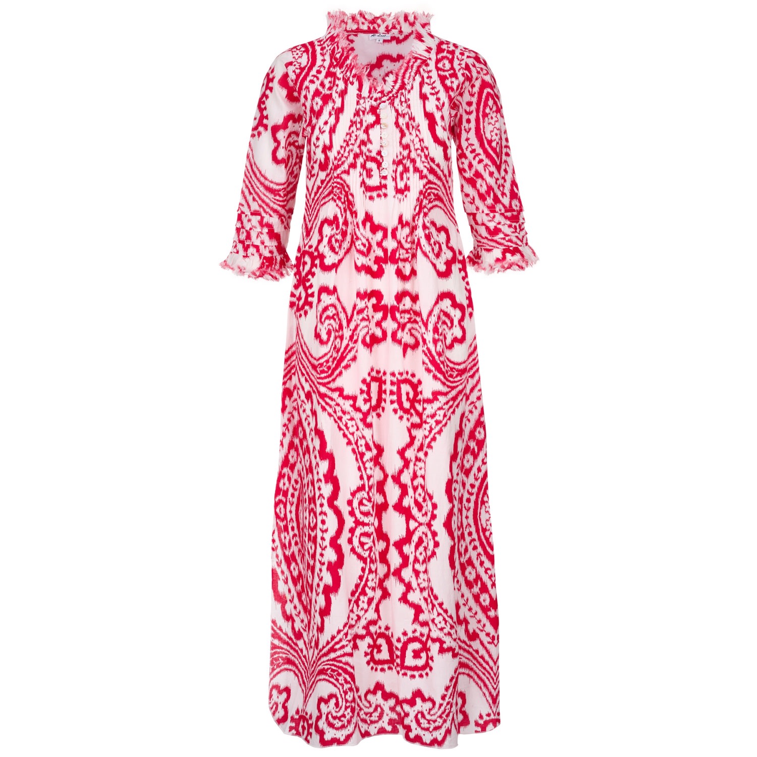 Women’s Cotton Annabel Maxi Dress In Red & White Ikat Small At Last...