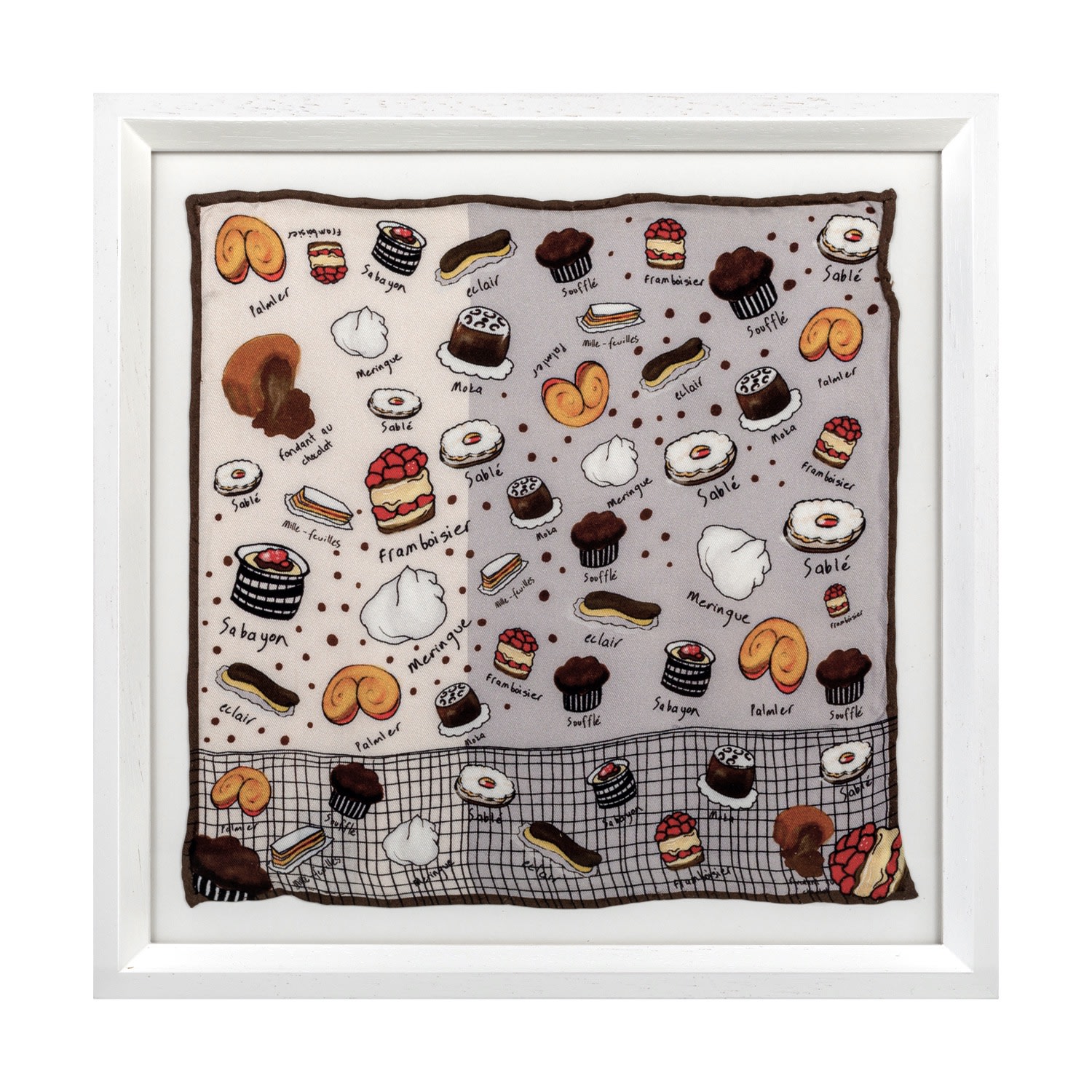 Un Poco Brown Silk Art Print French Desserts In Brown