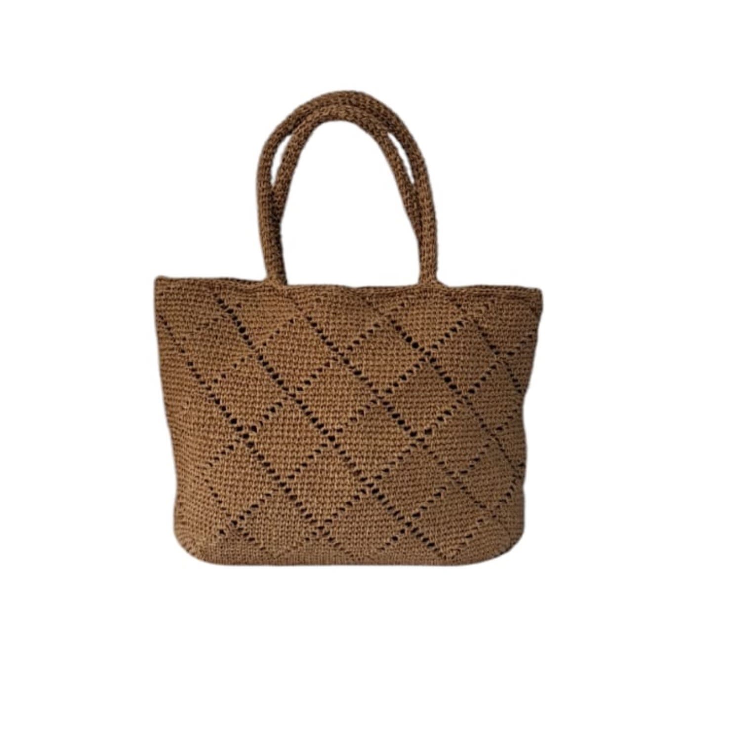 Springmoonatelier Women's Handcrafted Light Brown Raffia Moon Bag