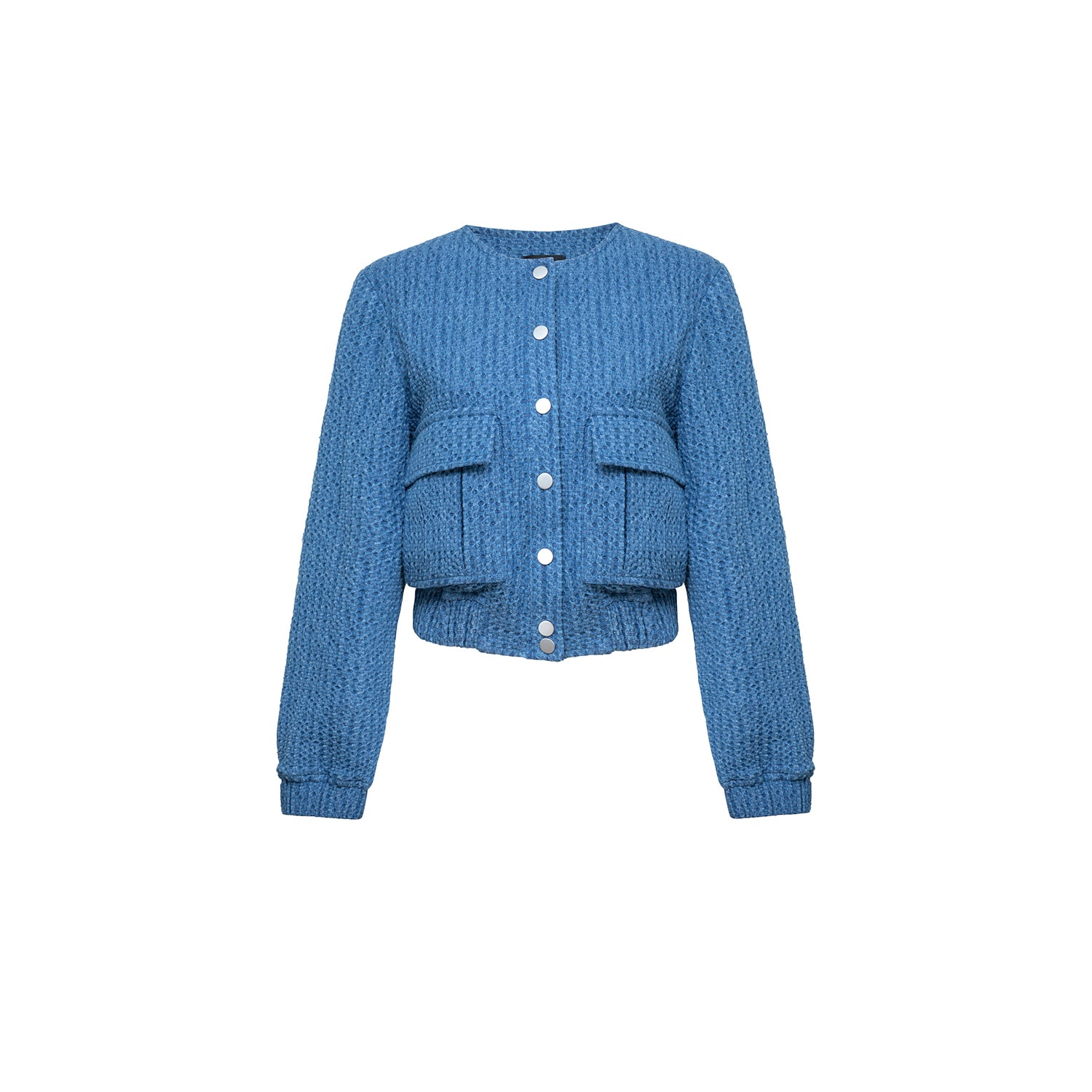 Audrey Vallens Women's Blue Miss Av Jacquard Bomber Jacket In Blue