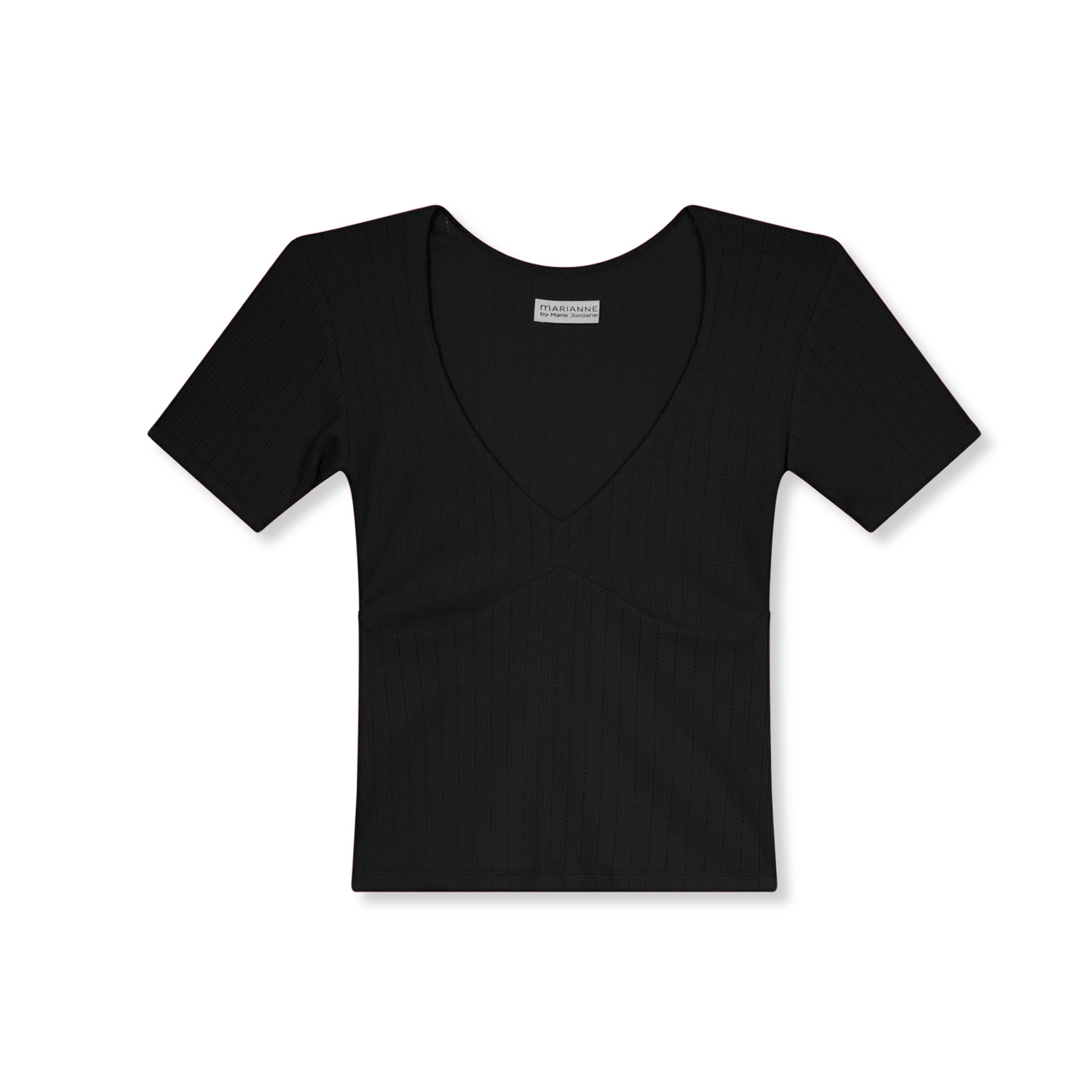 Marianne By Marie Jordane Women's Mila Pointelle Jersey Top Black In Black