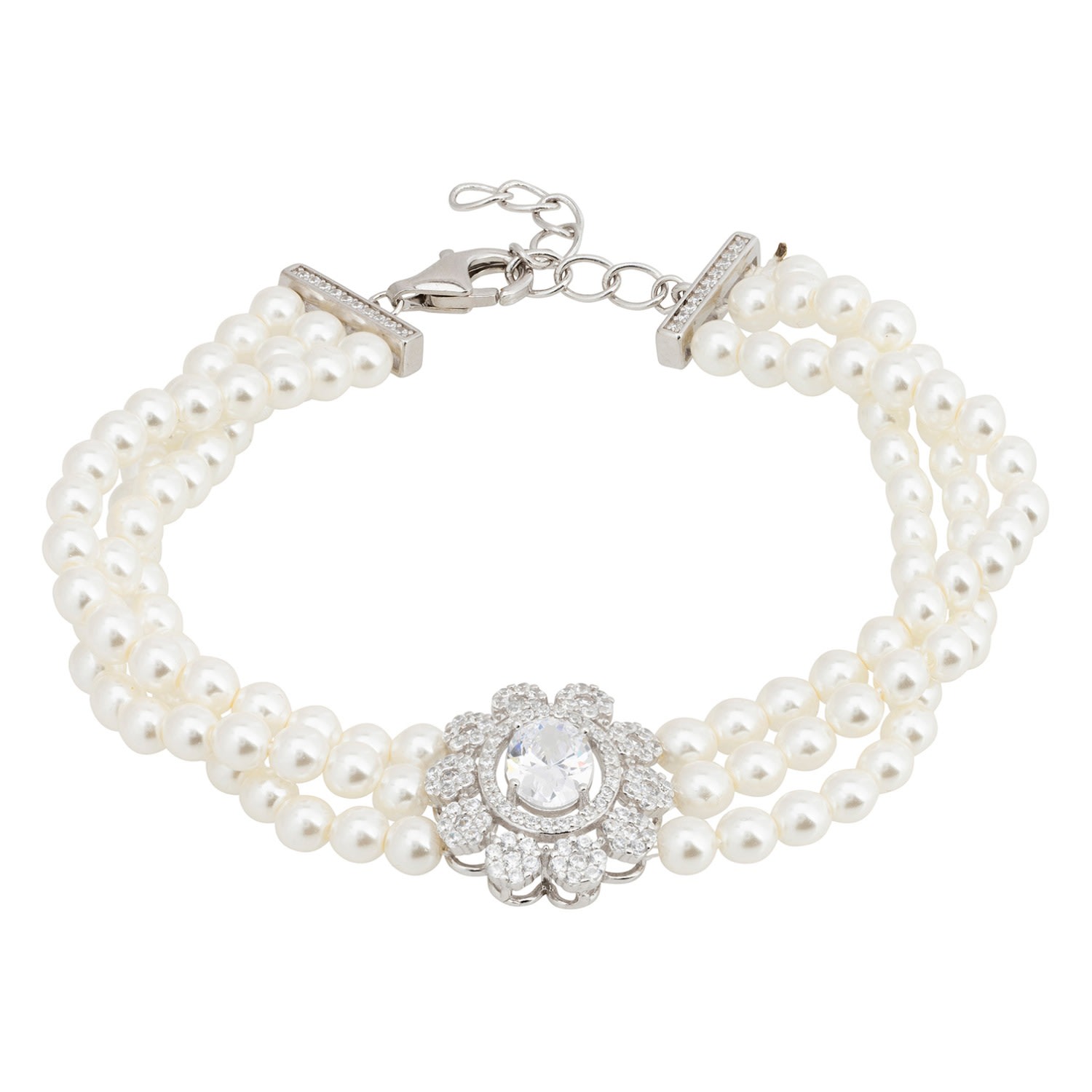 Latelita Women's Silver / White Spencer Pearl Strand Bracelet Silver