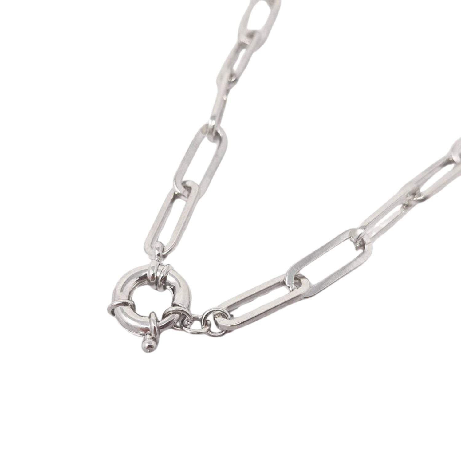 Harfi Women's Statement Rhodium Filled Silver Paperclip Link Necklace In Silver
