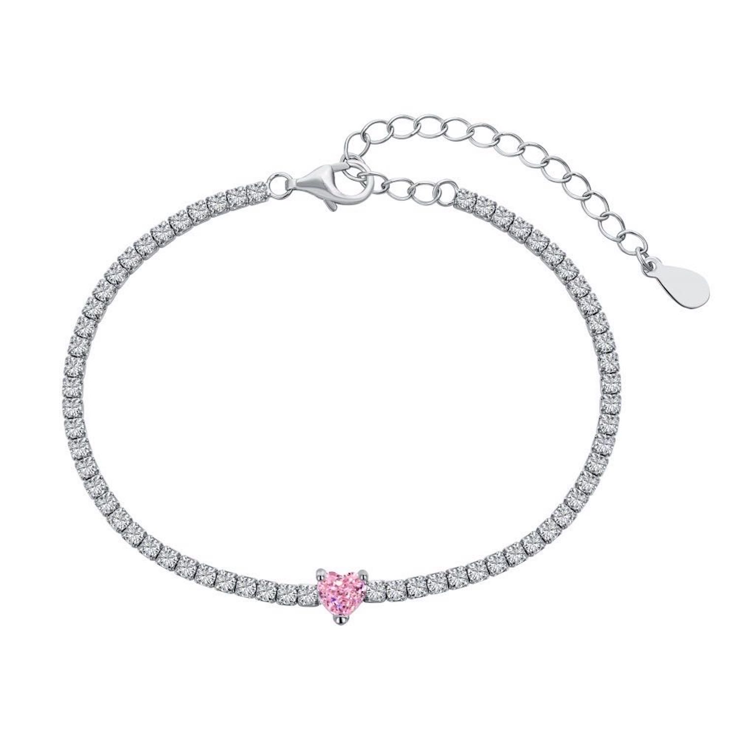 Jiaying Wang Wjy Studio London Women's Pink / Purple / White Brilliant Pink Heart Diamond Bracelet