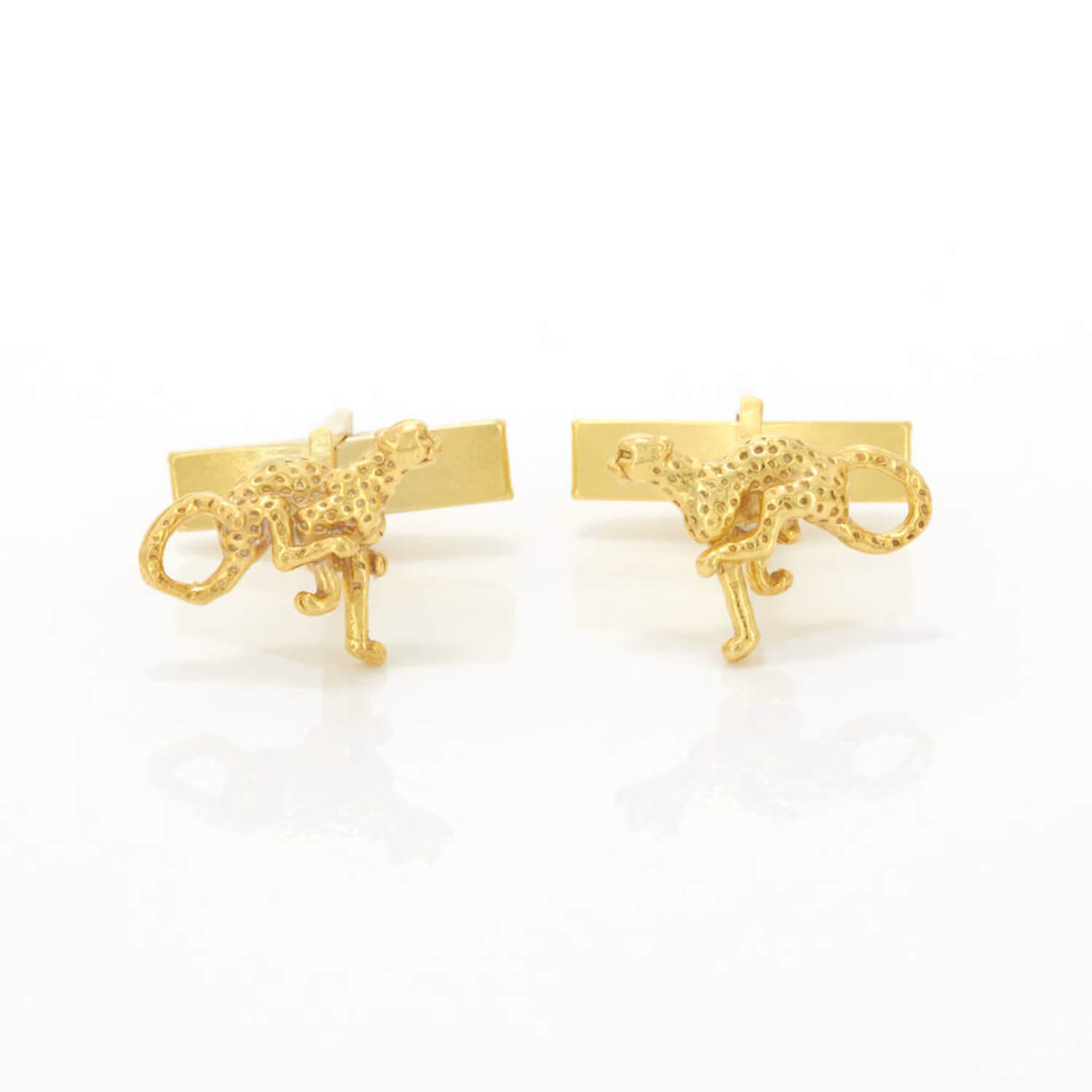 Simon Kemp Jewellers Men's Cheetah Cufflinks Eighteen Carat Gold On Sterling Silver