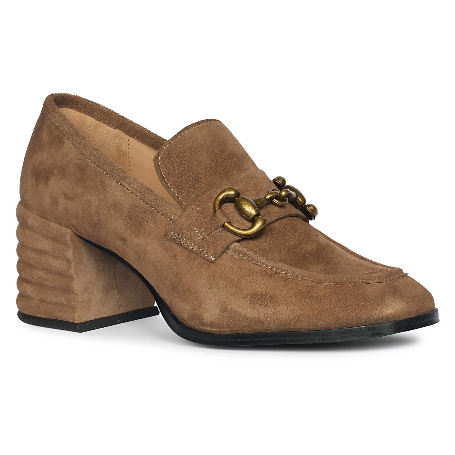 Saint G Women's Gold Vera Suede - Heeled Loafers Taupe In Brown
