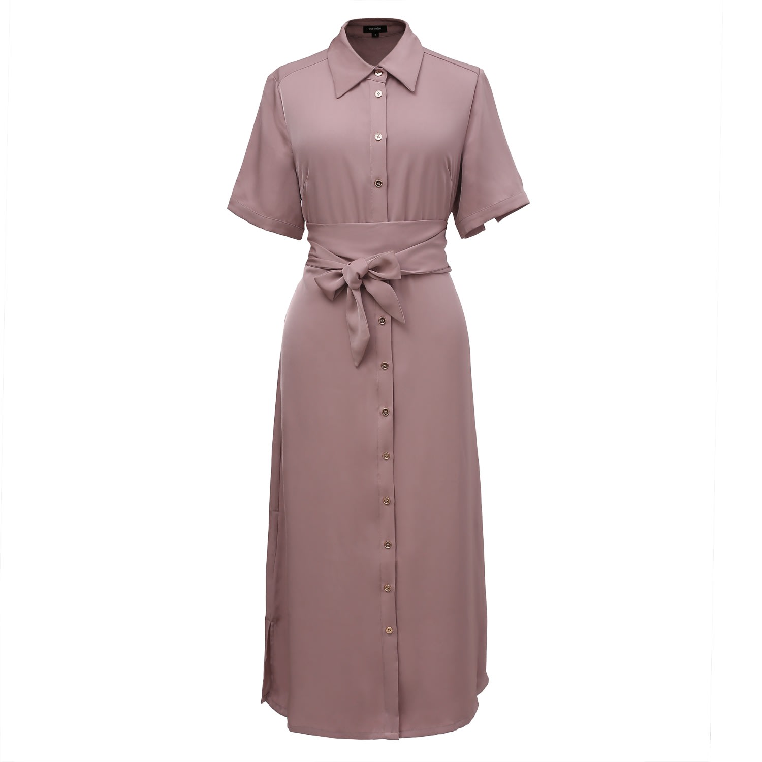 Women’s Pink / Purple Mat Satin Midi Shirt Dress - Pink Medium Smart and Joy