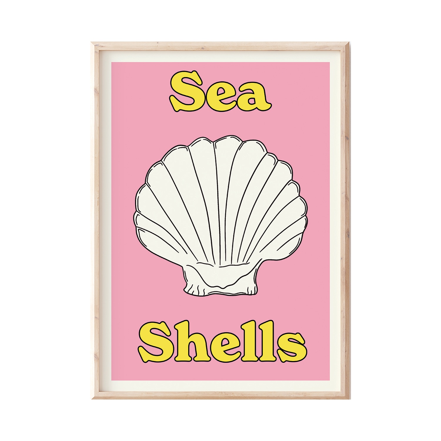 Pink / Purple / Yellow A3 Pink Sea Shells Print Sofe Store