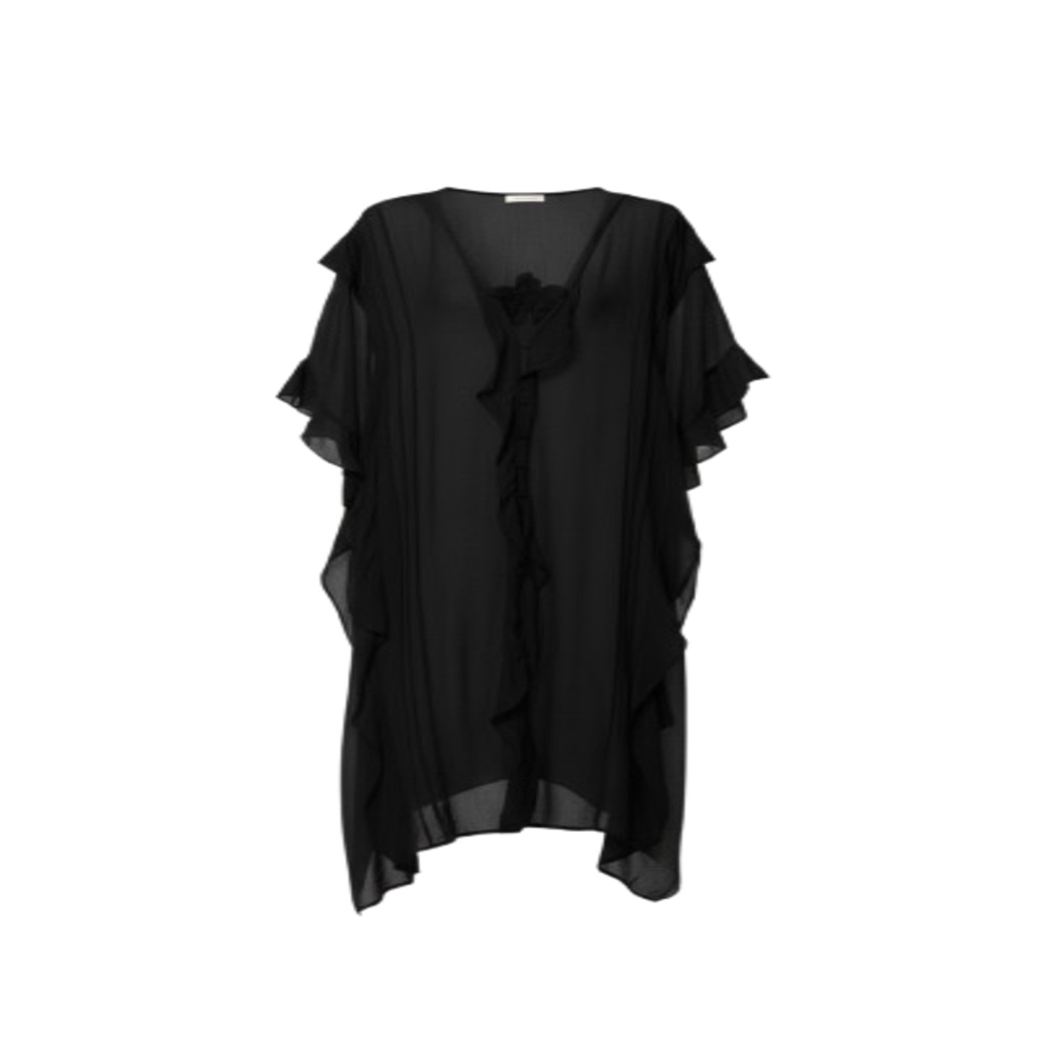 Saachi Women's Ruffled Button Black Kaftan Cover Up