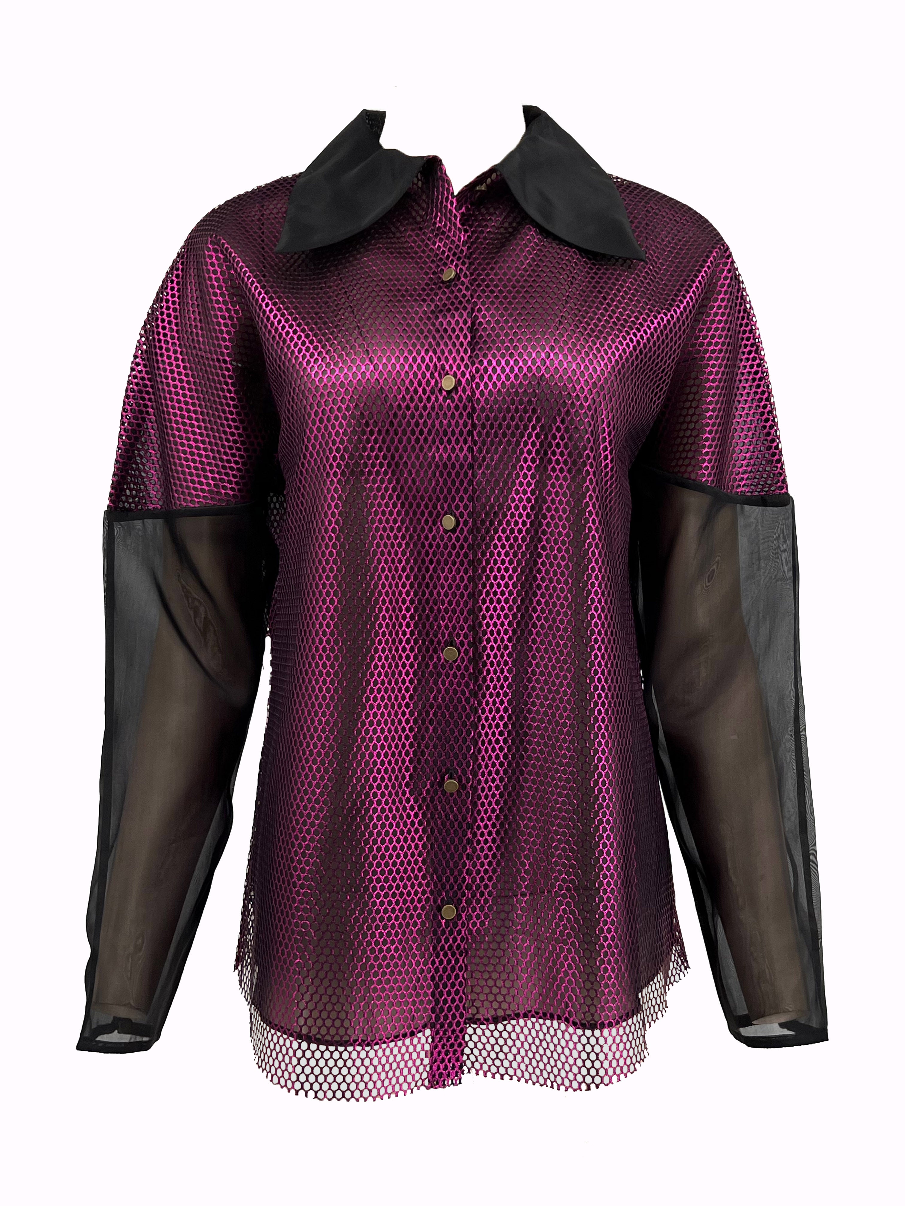 Women’s Pink / Purple Mesh Organza Shirt - Pink Extra Small Monzlapur New York