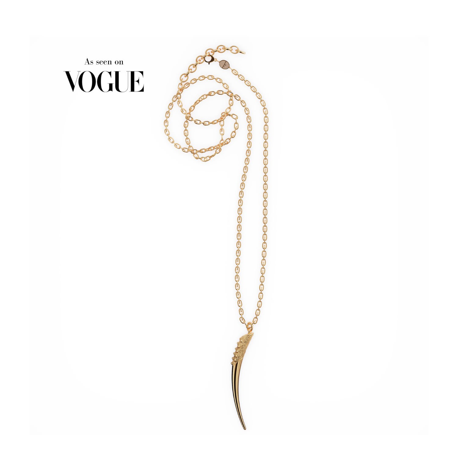 Linda Fiore Women's Long Necklace With Horn Pendant, Gold Vermeil