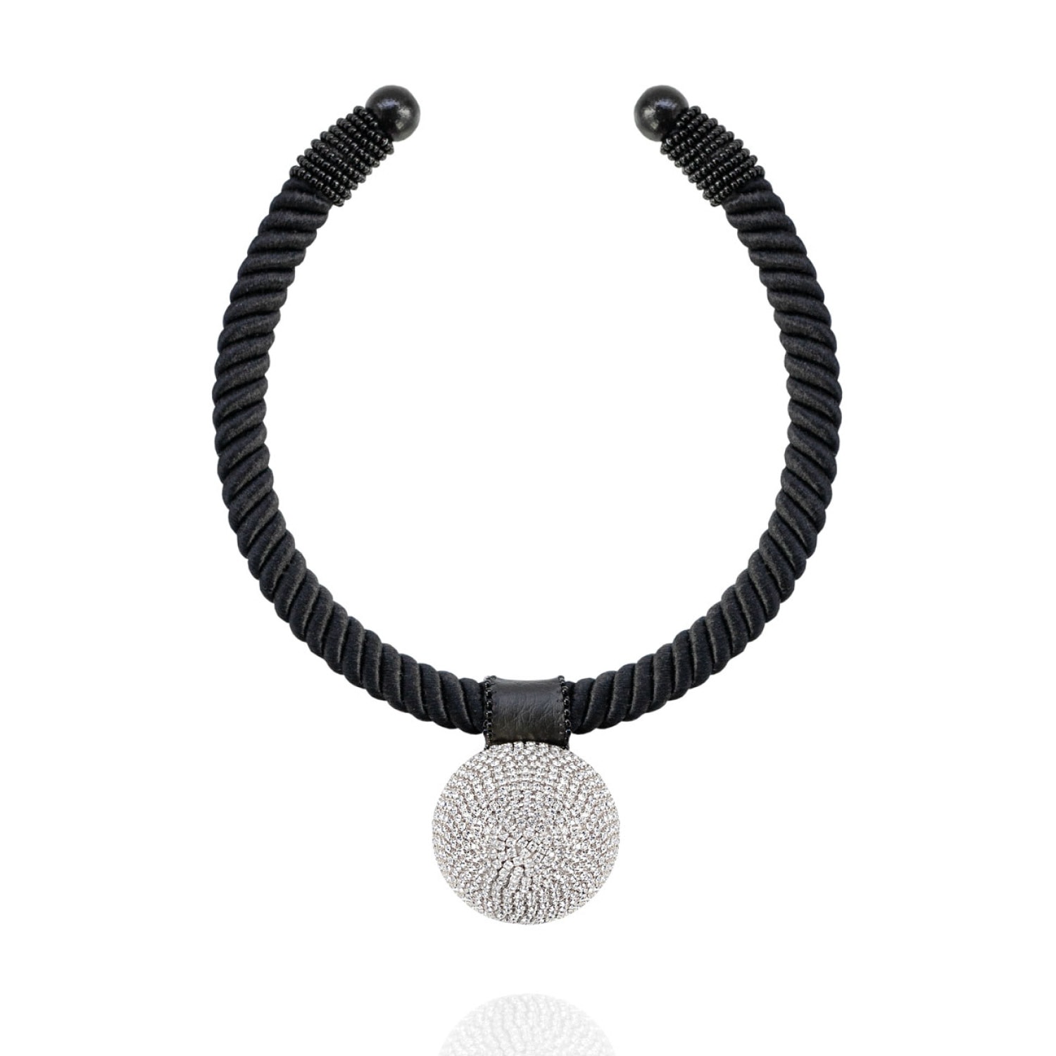 Saule Label Women's Black / Silver Gaia Glam Necklace In Moonlite Shimmer