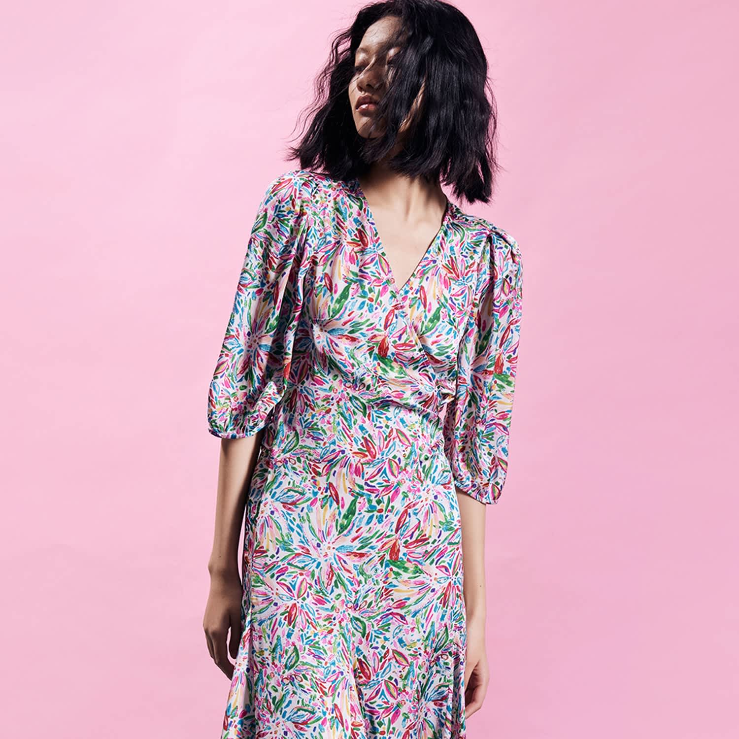 Lipsy courtney print wrap cheap dress
