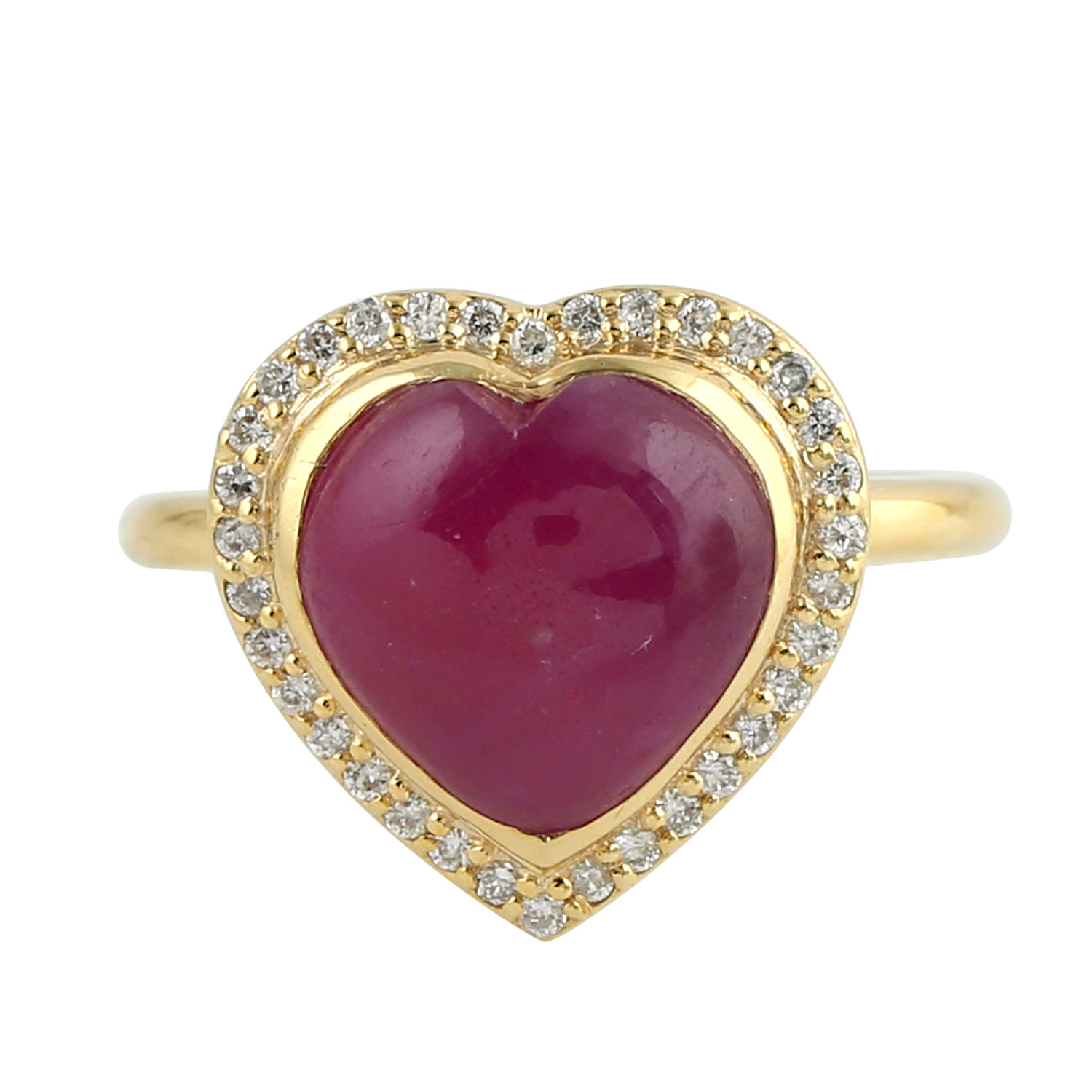 Women’s Gold / Pink / Purple 18K Yellow Gold Natural Diamond Pink Sapphire Heart Shape Ring Artisan