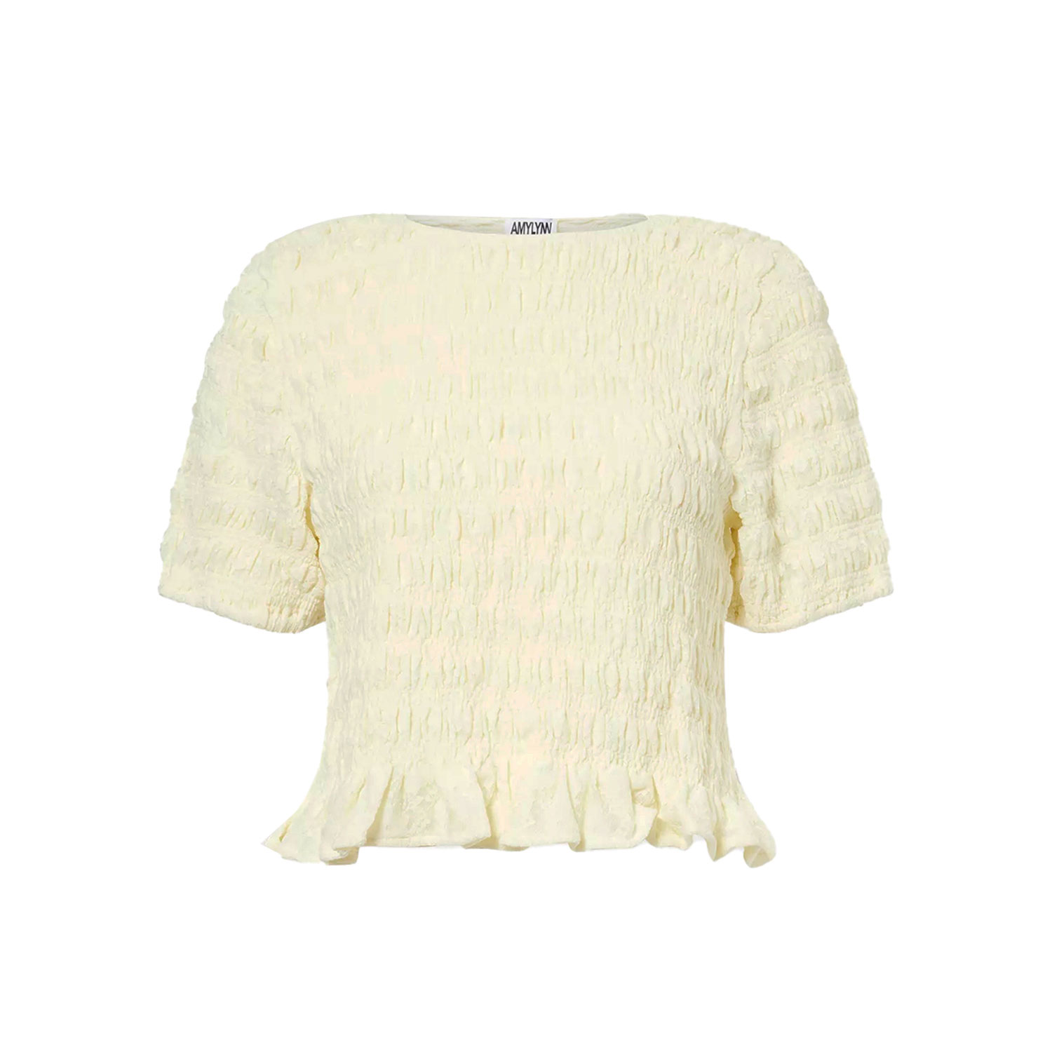 Amy Lynn Womens Lemon Shirred Lace Stretch-woven Top In Neutral