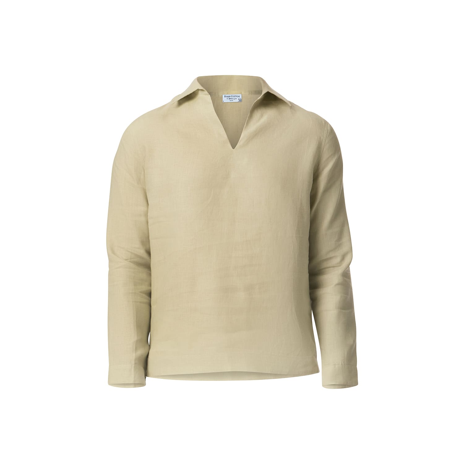 Haris Cotton Men's Green Linen V Neck Long Sleeved Blouse Pistachio In Green