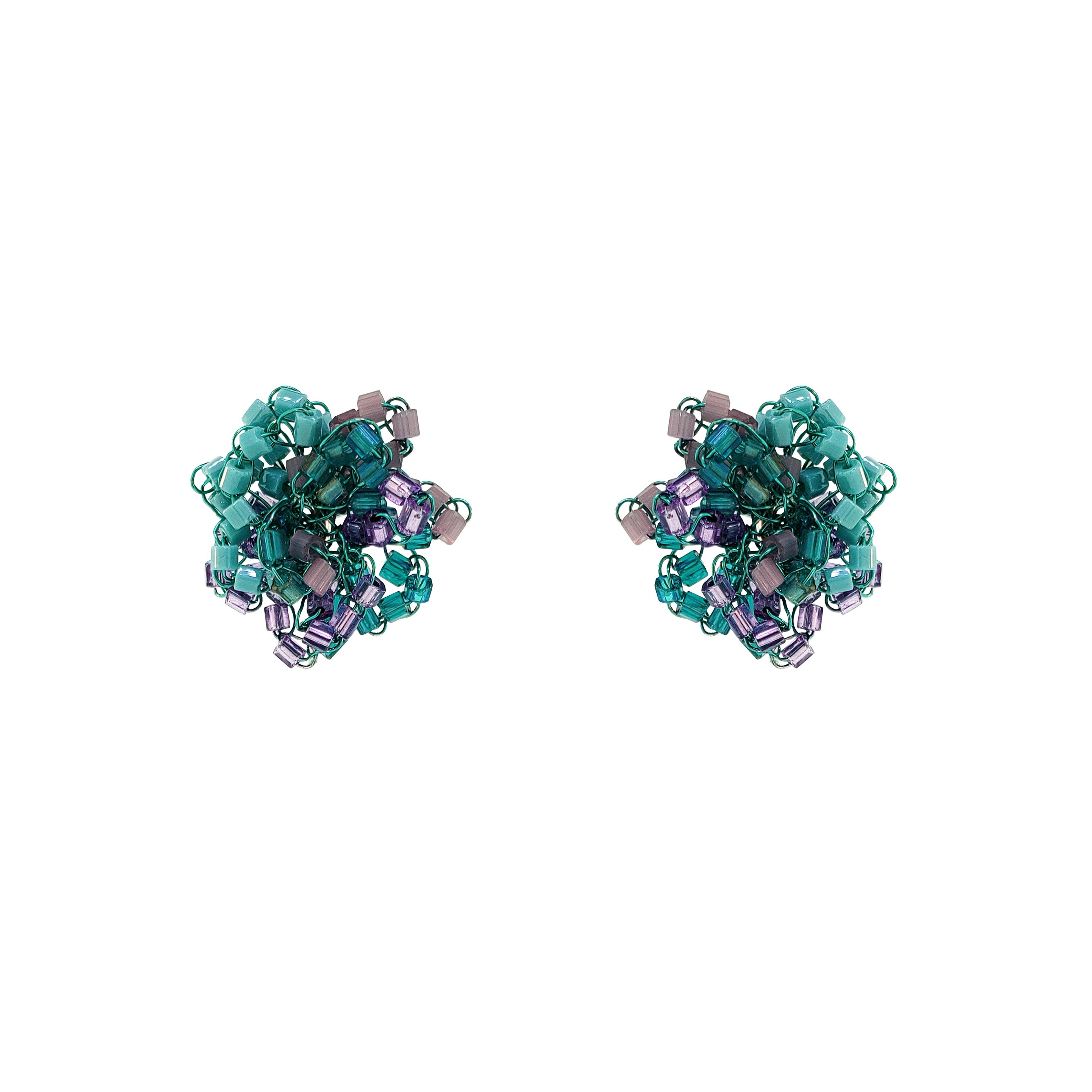 Lavish By Tricia Milaneze Women's Green / Pink / Purple Neon Turquoise Mix Abbey Post Handmade Earrings