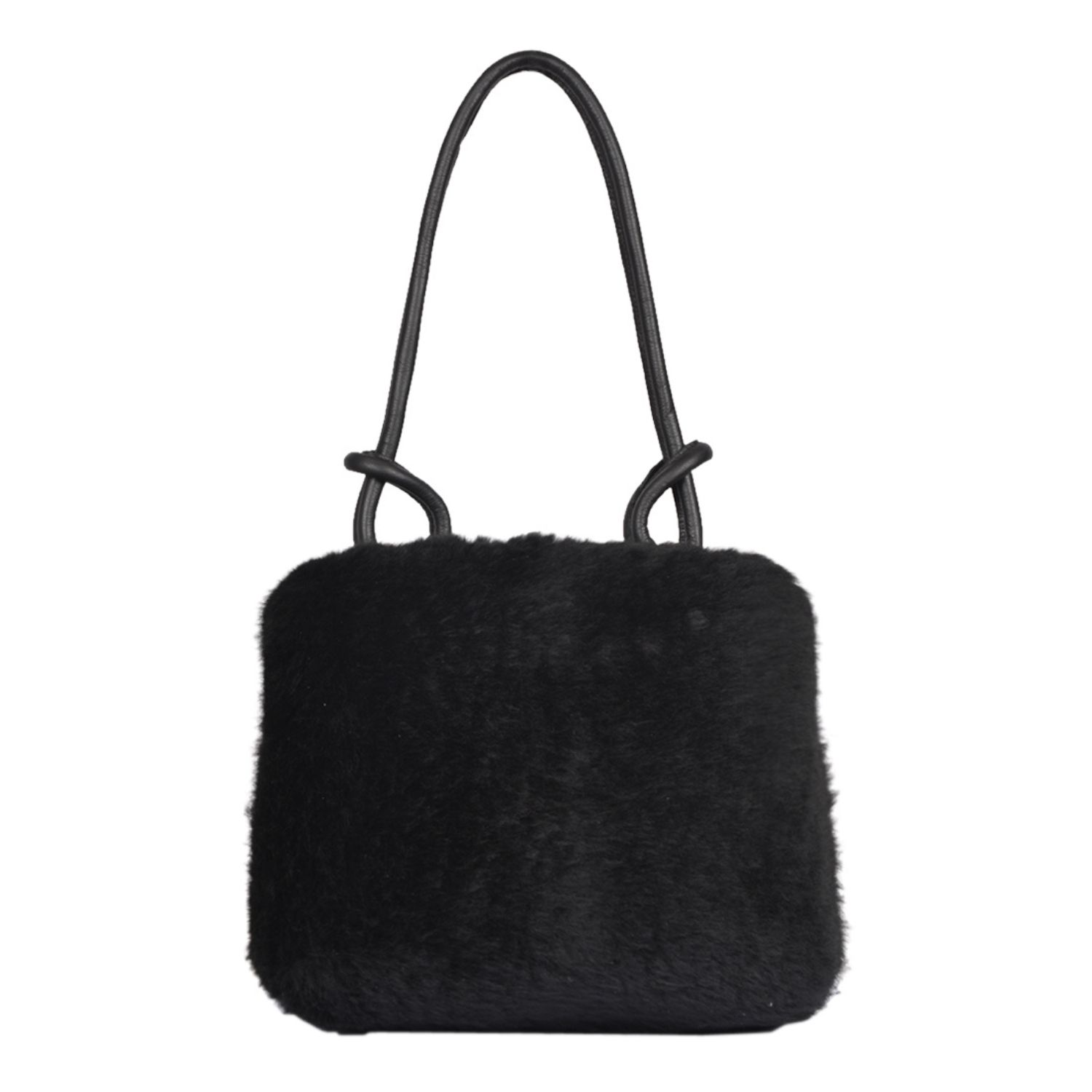 Owen Barry Women's Sheepskin Shoulder Bag Hooper Bag Black Bag In Black