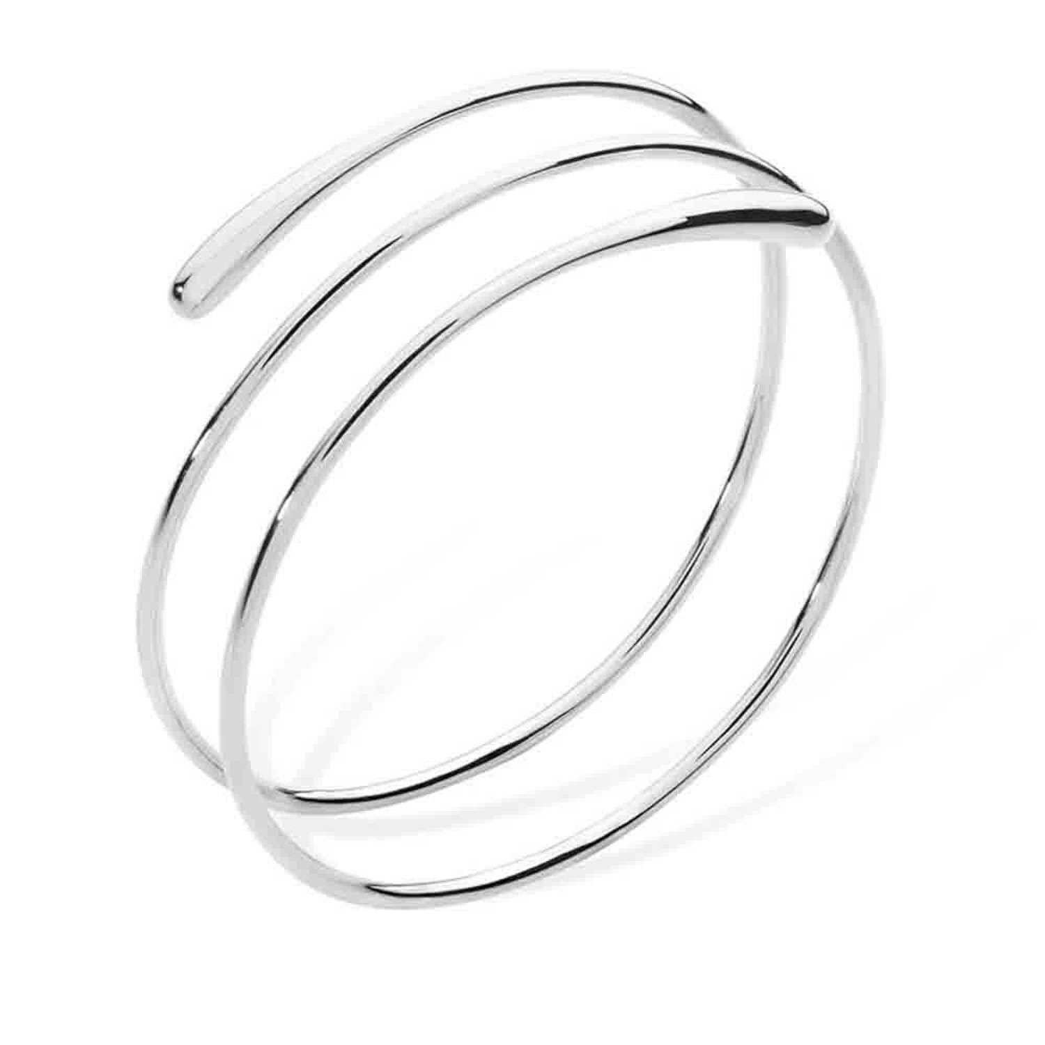 Women’s Silver Coil Drop Arm Bangle Lucy Quartermaine