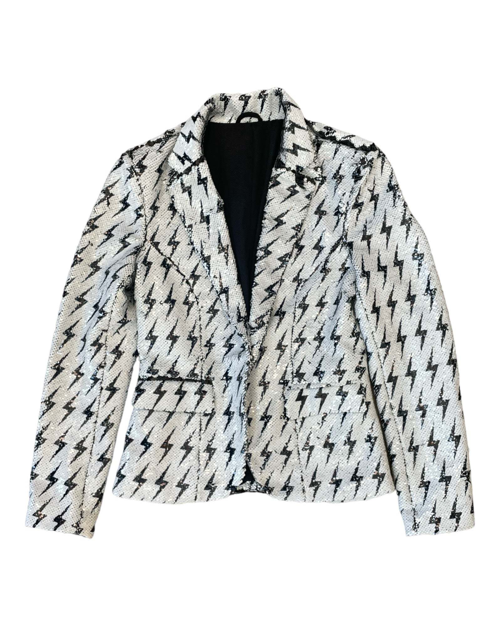Any Old Iron Women's Black / White Reversible Sequin Ziggy Blazer Jacket In Black/white